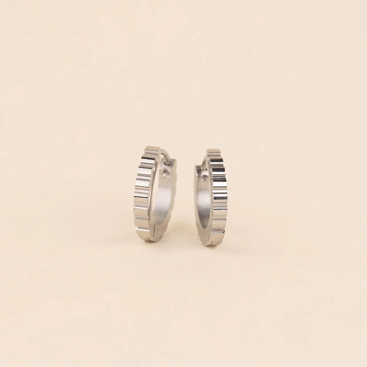 Scalloped Huggie Hoop Earrings - Image 3