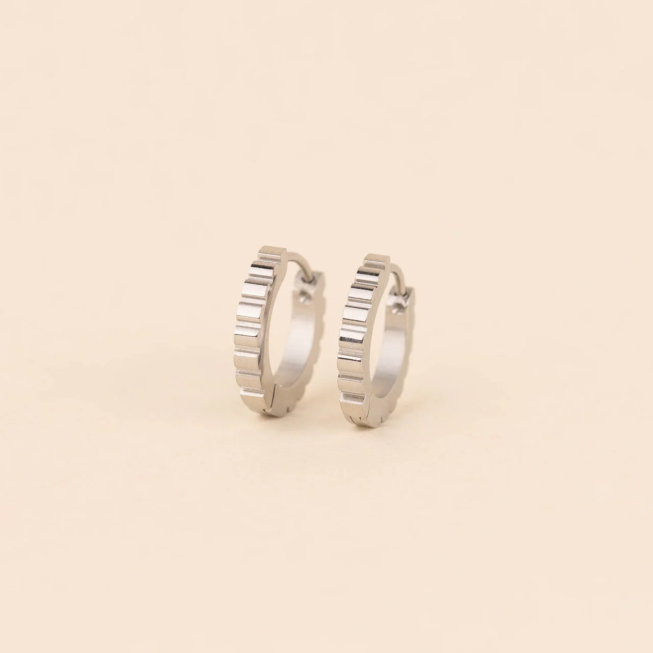 Scalloped Huggie Hoop Earrings - Image 5
