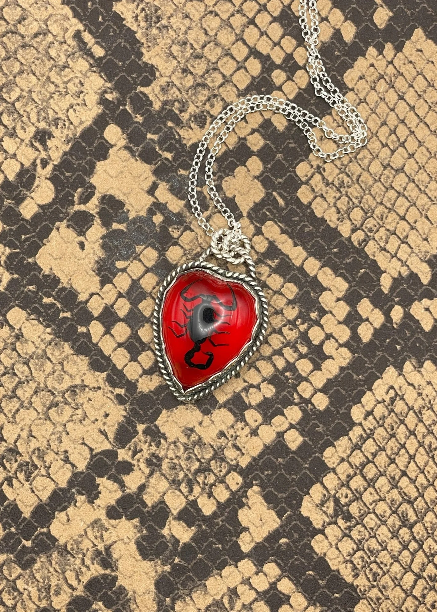 Sterling Silver Scorpion Heart Necklace