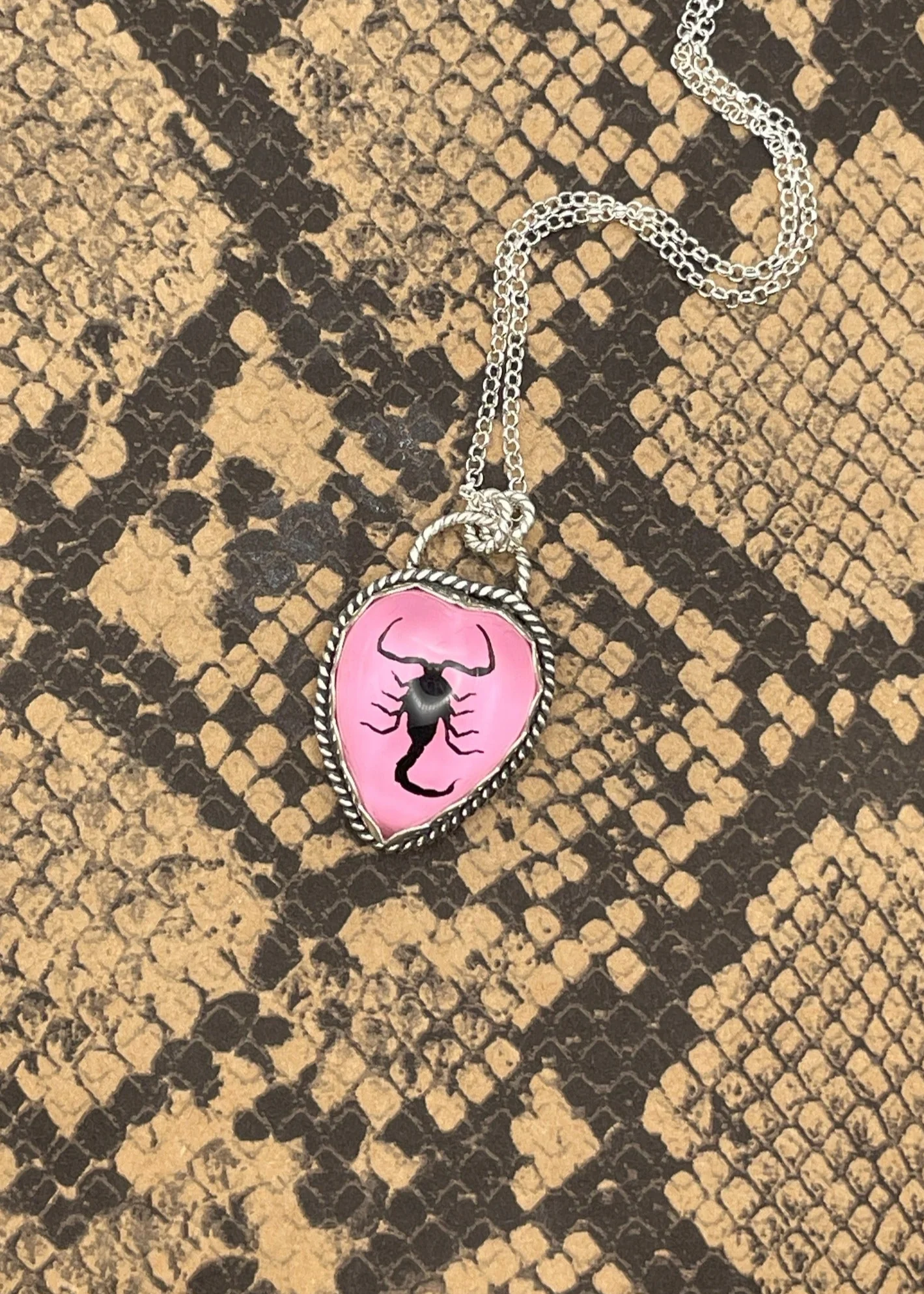 Sterling Silver Scorpion Heart Necklace