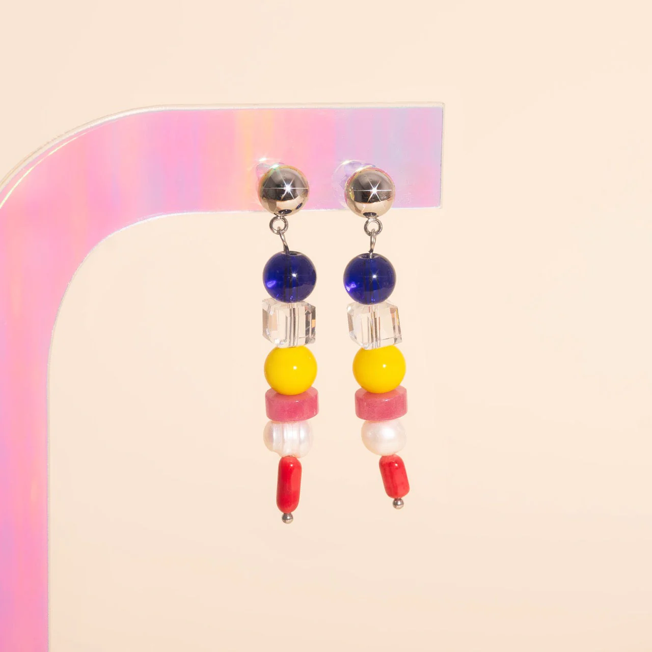 Sea Glass Dangle Stud Earrings