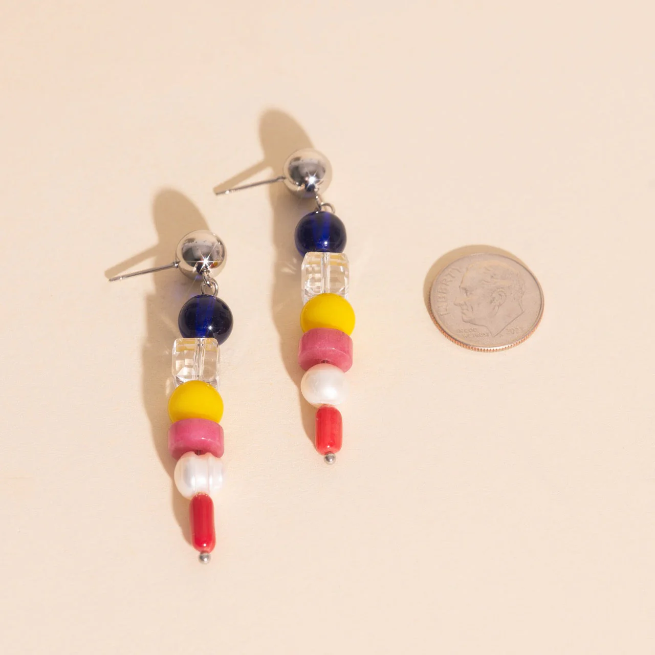 Sea Glass Dangle Stud Earrings - Image 3