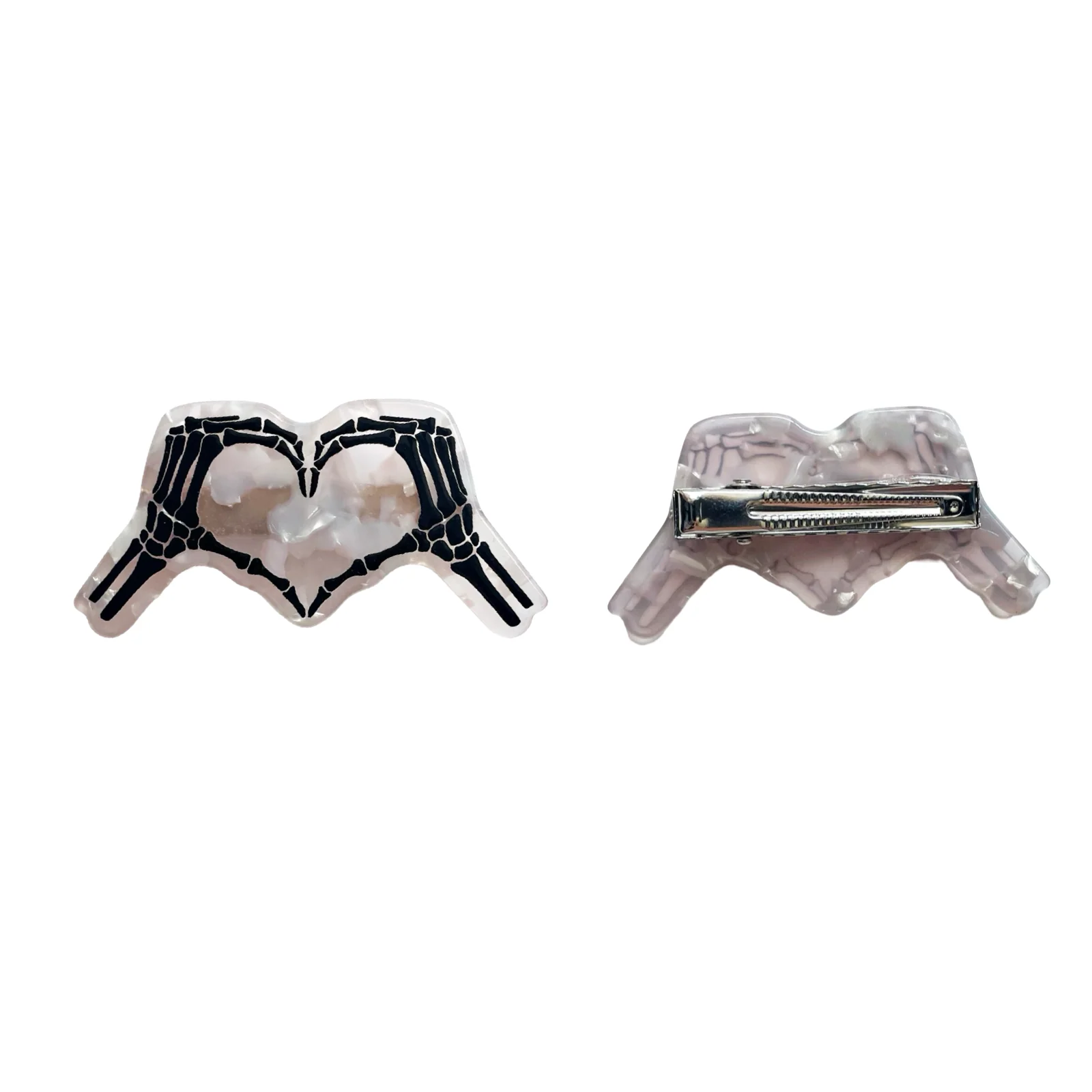 Skeleton Heart Hands Hair Clip - Image 2