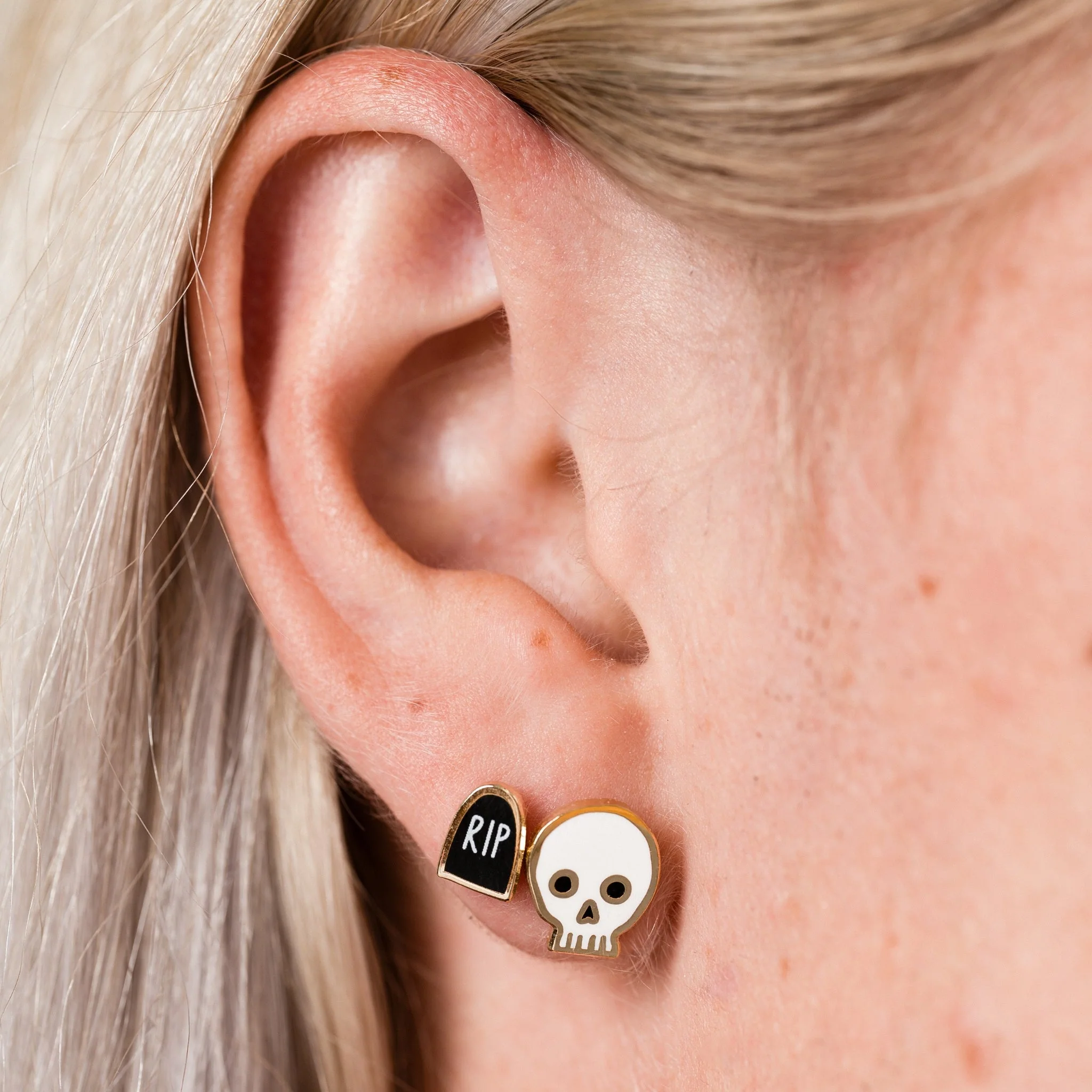 Skull Stud Earrings - Image 2