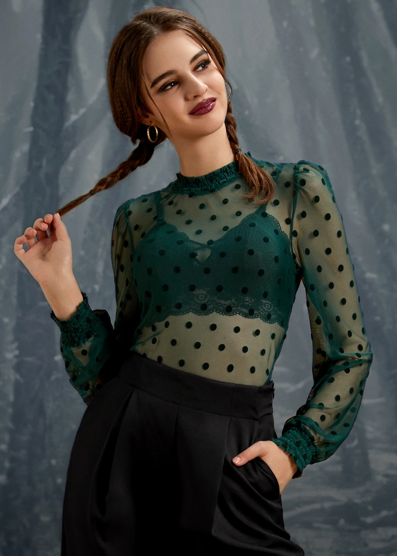 ModCloth Roxanne Smocked Mockneck Blouse - Image 3