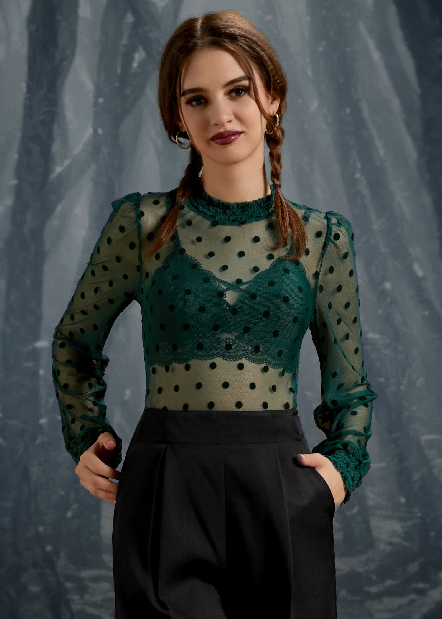 ModCloth Roxanne Smocked Mockneck Blouse - Image 6