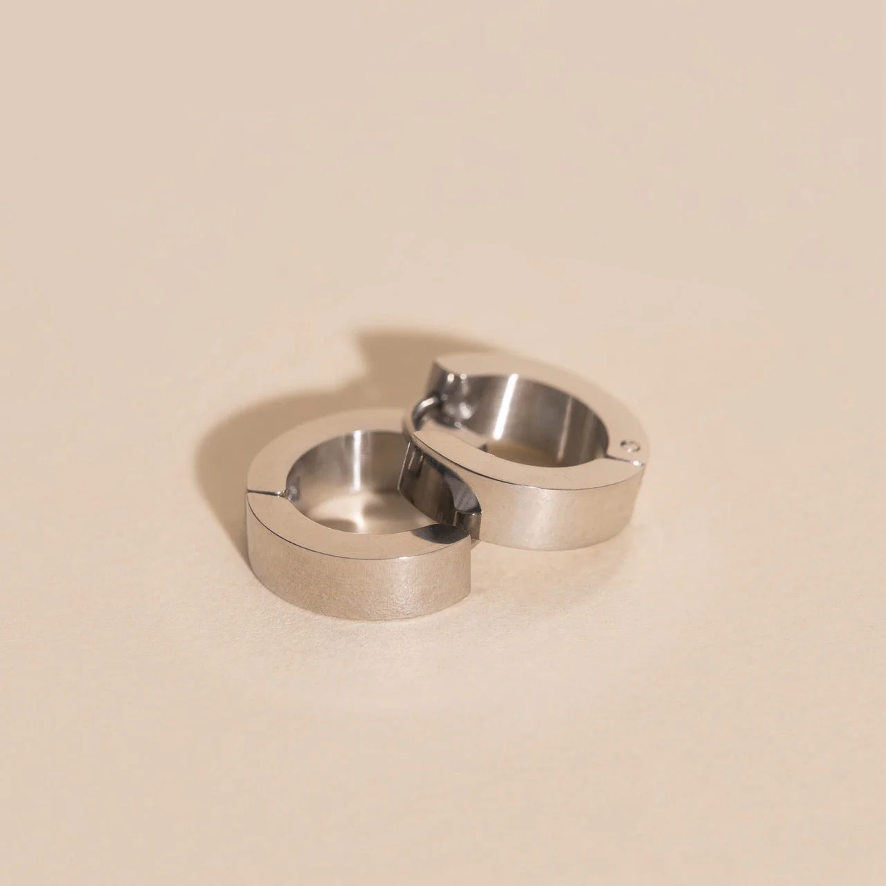 Smooth Chunky Huggie Hoop Earrings - Image 5