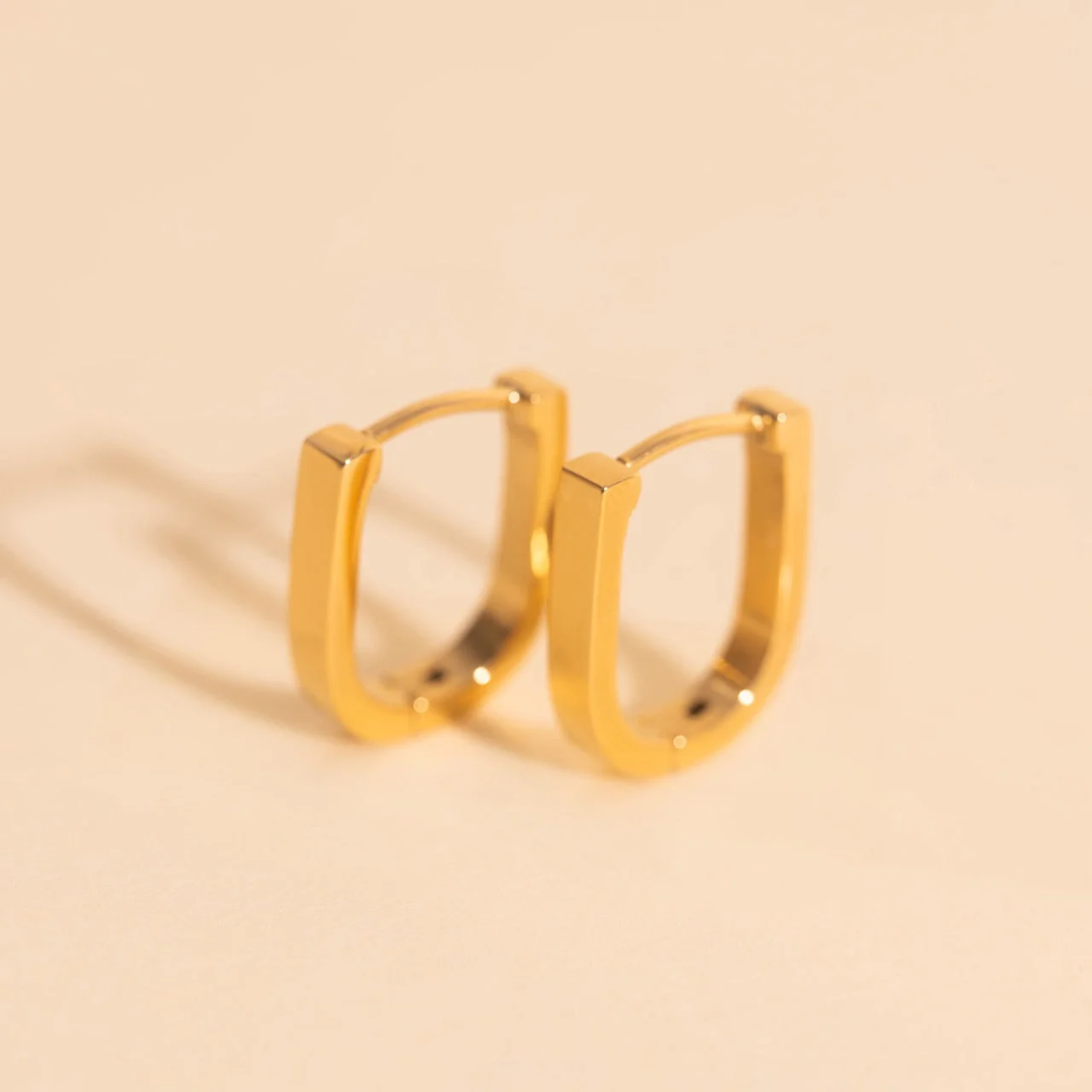 Smooth Stirrup Huggie Hoop Earrings - Image 2