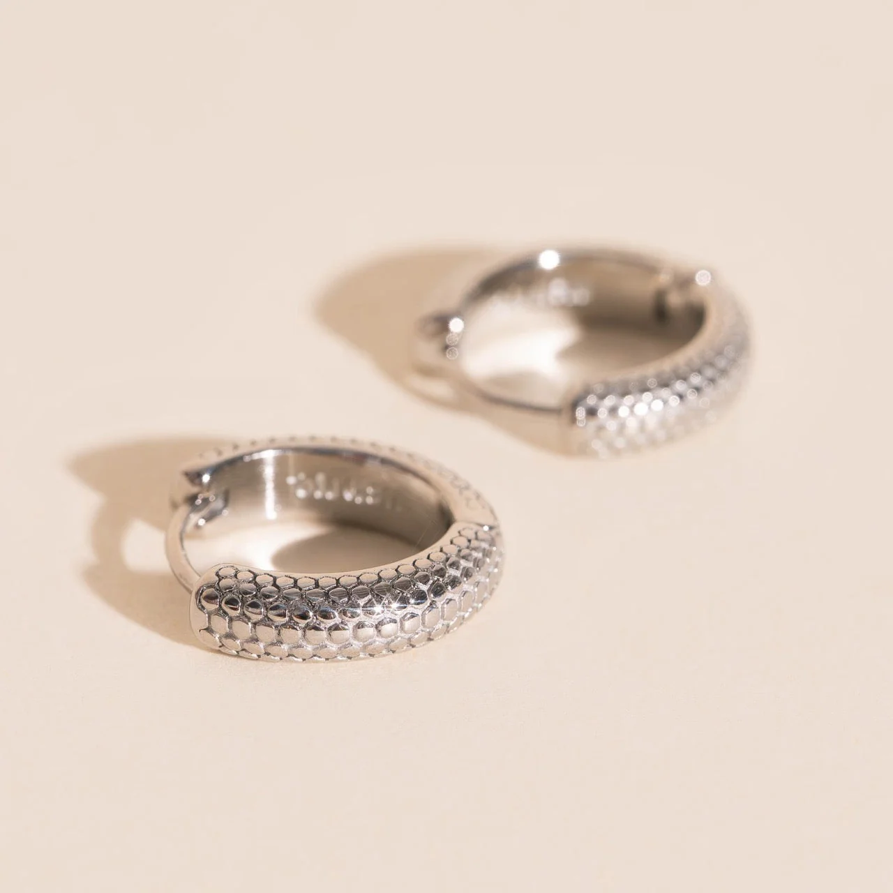 Snake Chunky Huggie Hoop Earrings - Image 5