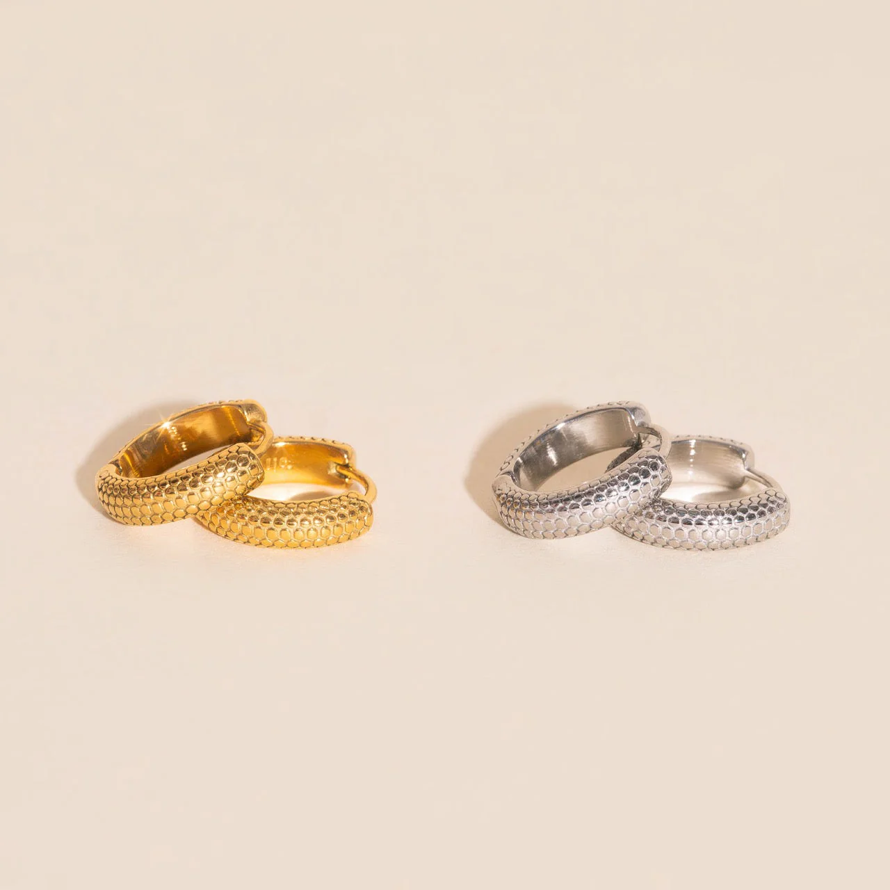 Snake Chunky Huggie Hoop Earrings - Image 6