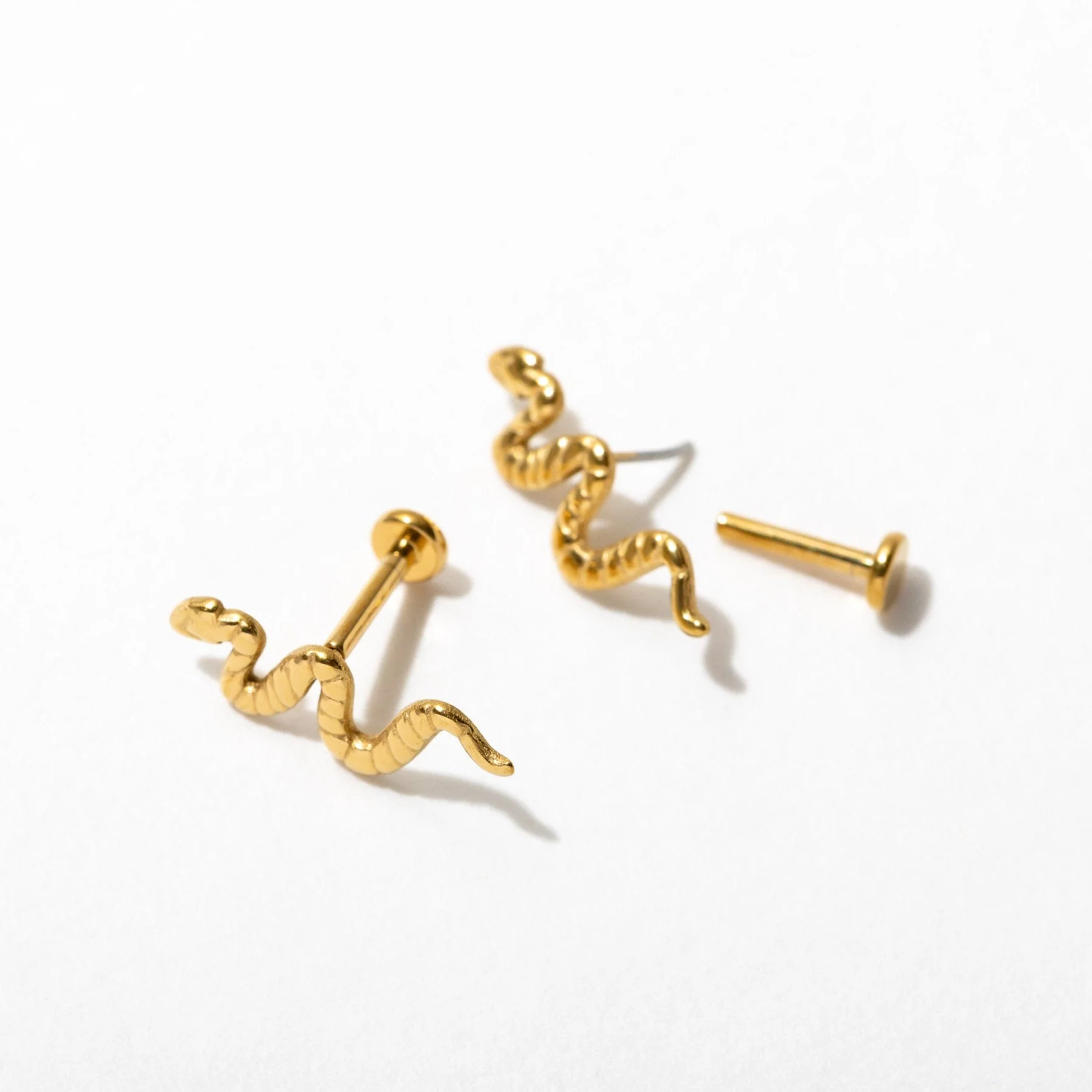 Snake Flat Back Stud Earrings - Image 3