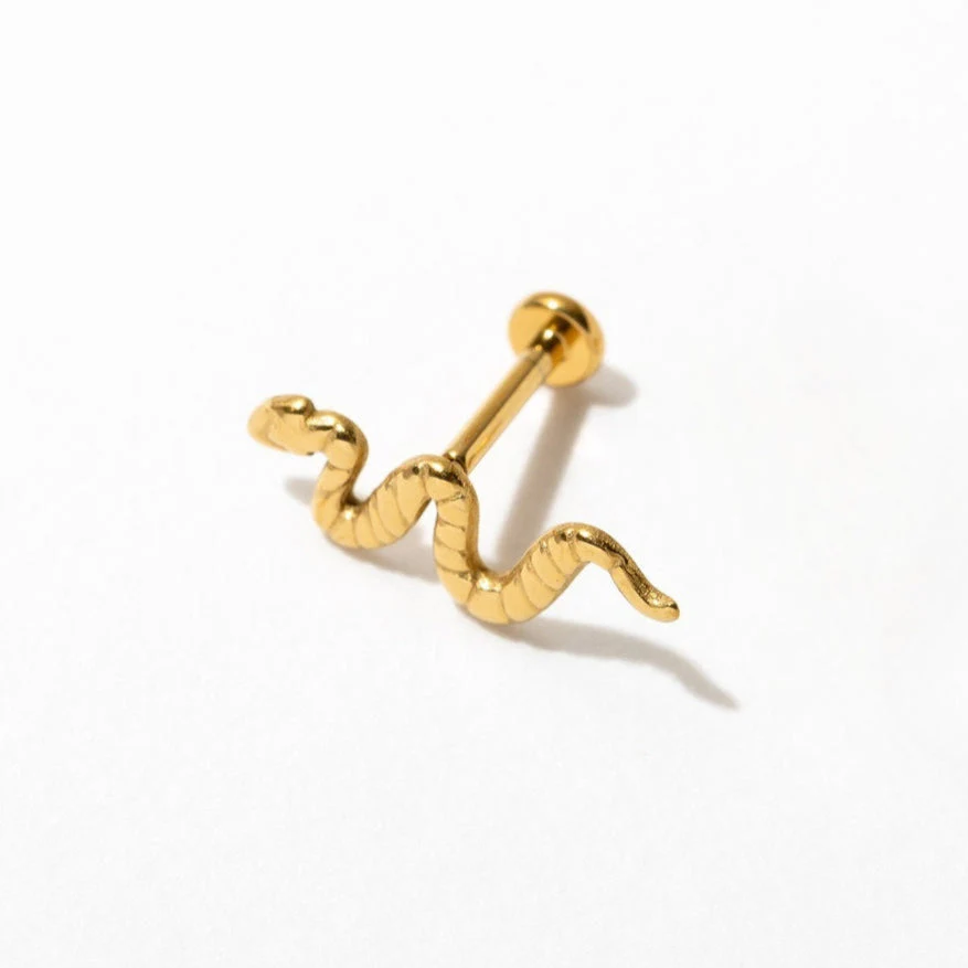 Snake Flat Back Stud Earrings - Image 4