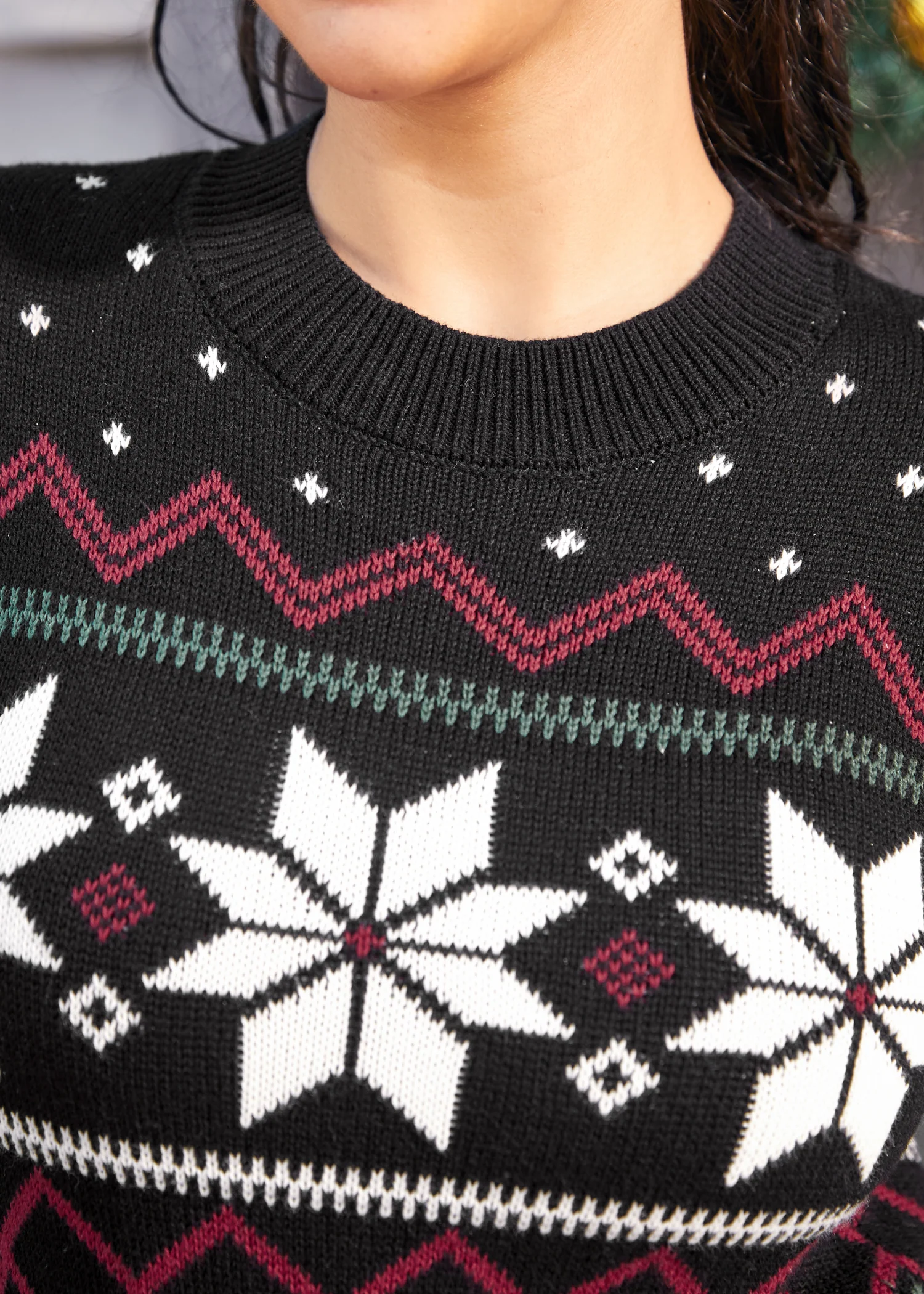 Whimsical Winter Puff Shoulder Sweater - Image 6