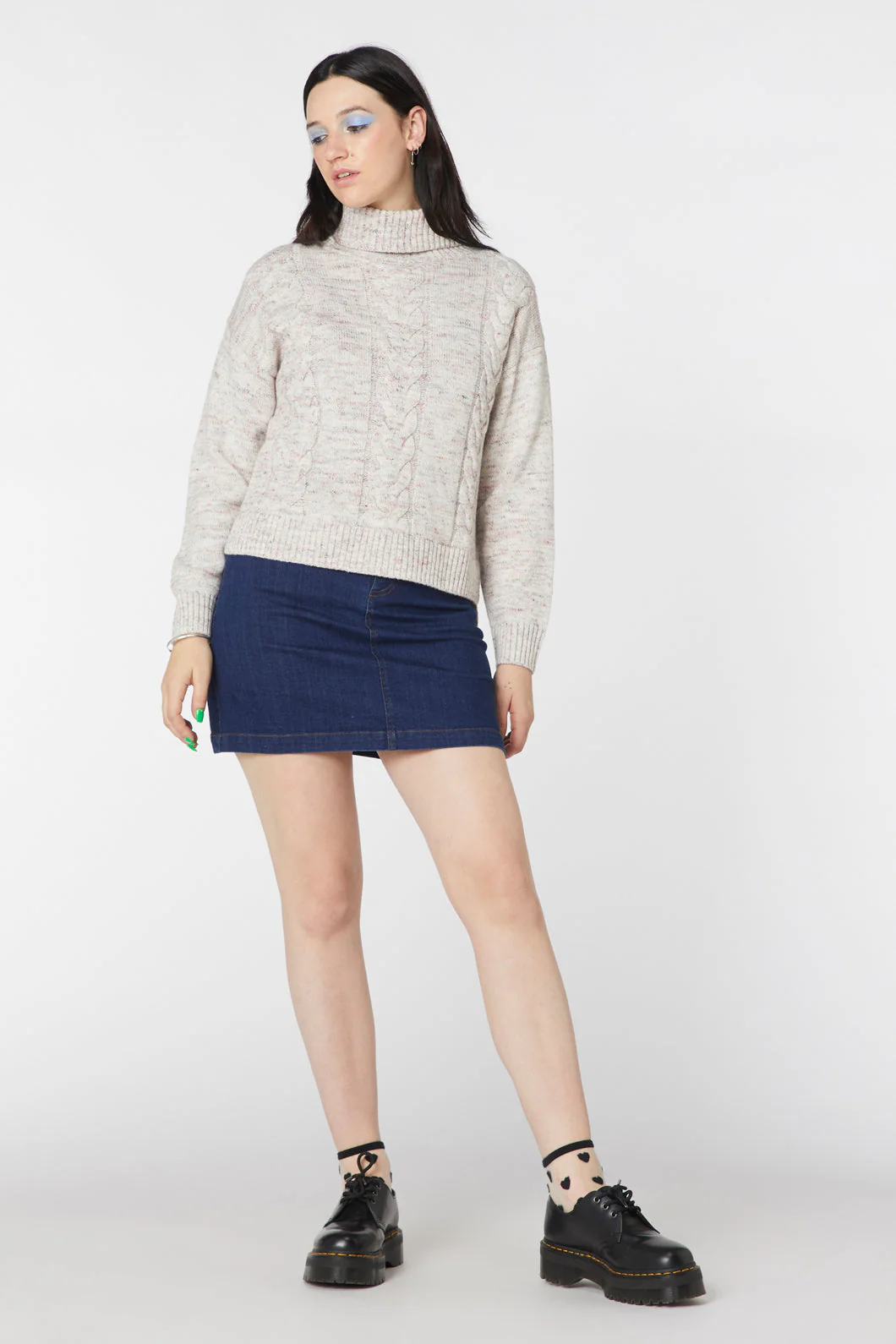 Space Dye Cable Boxy Knit Wool Sweater - Image 4