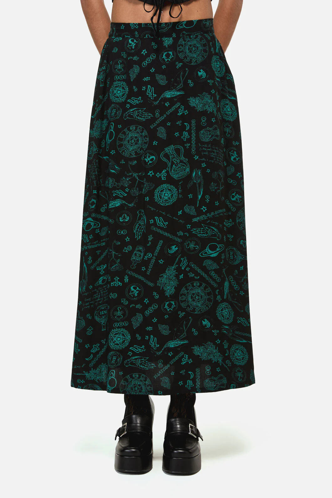 Spellbook Goth Print Midi Skirt - Image 3