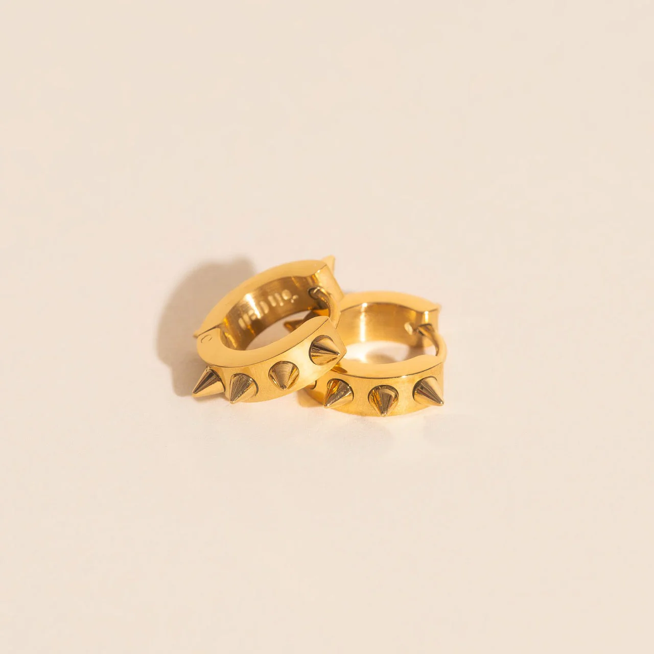 Spiked Chunky Huggie Hoop Earrings - Image 5