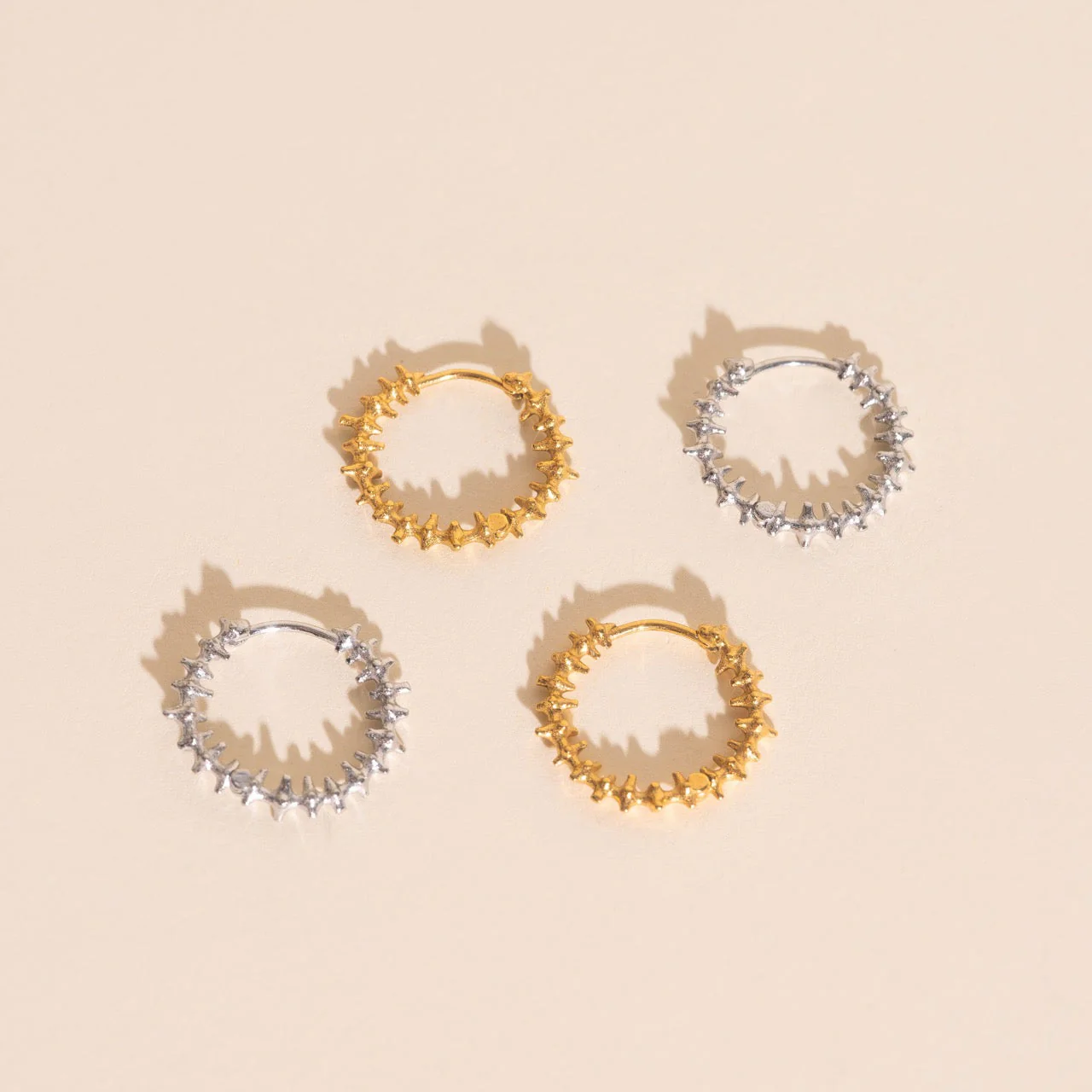 Spiky Huggie Hoop Earrings - Image 7