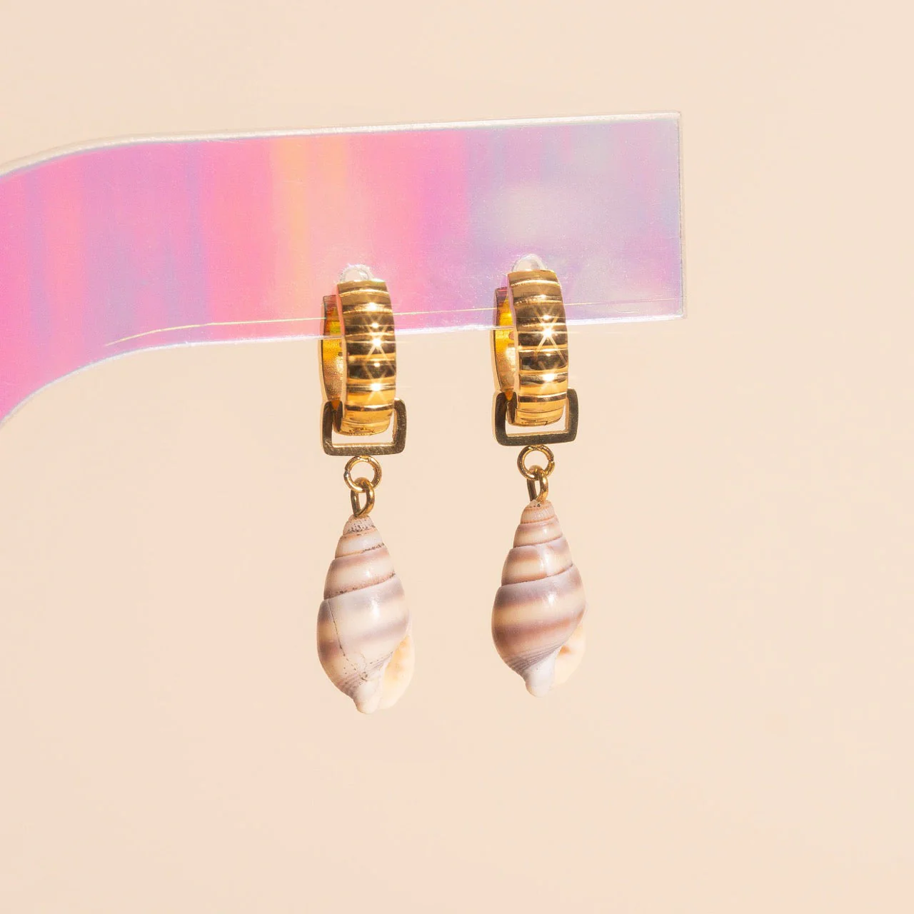 Spiral Shell Chunky Huggie Hoop Charms - Image 4