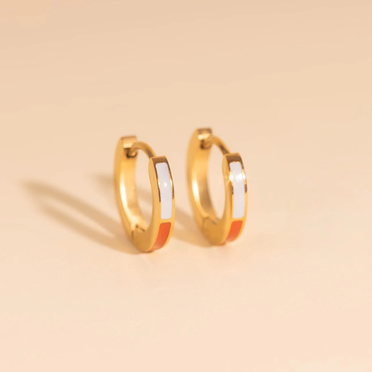 Split Color Huggie Hoop Earrings - Image 14