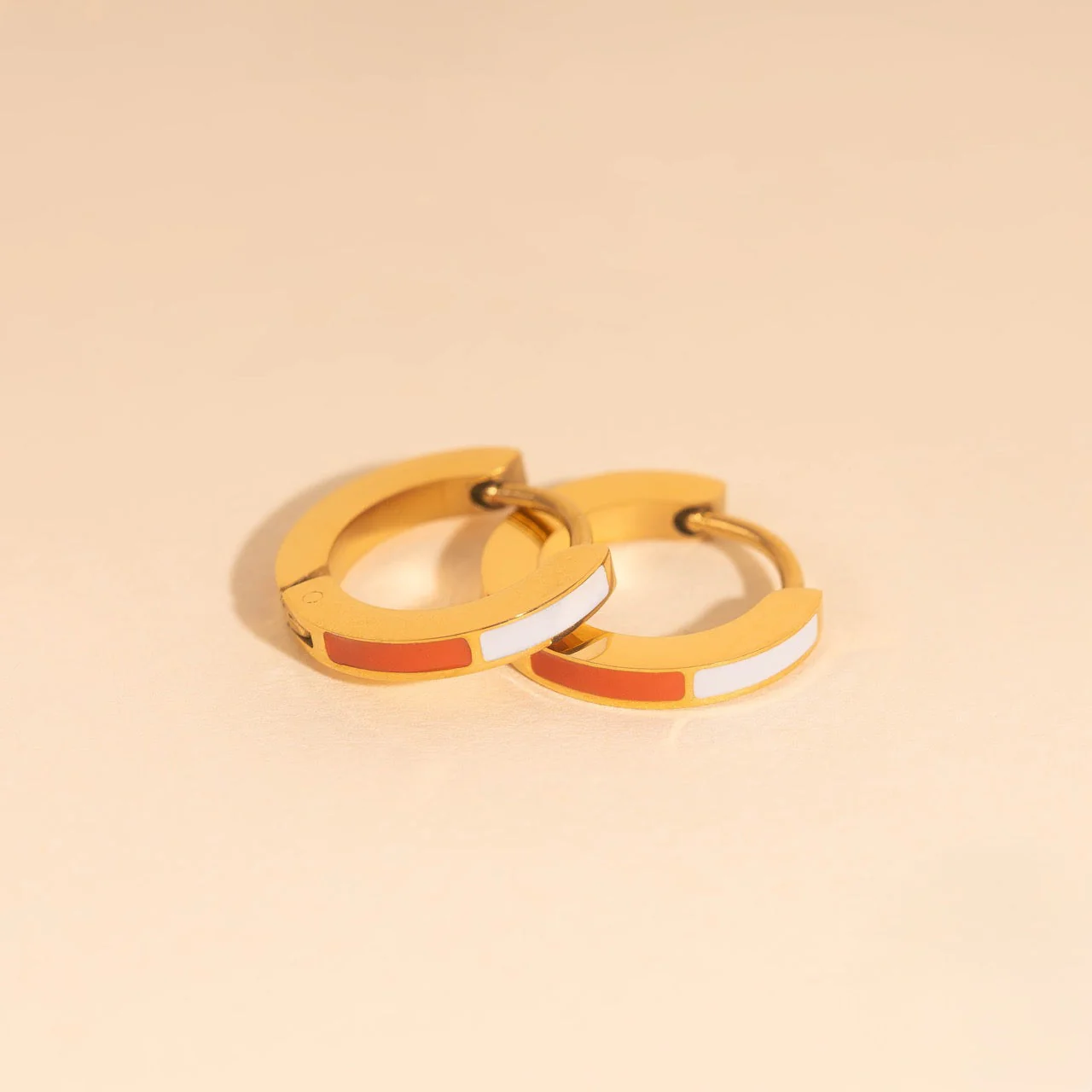 Split Color Huggie Hoop Earrings - Image 15