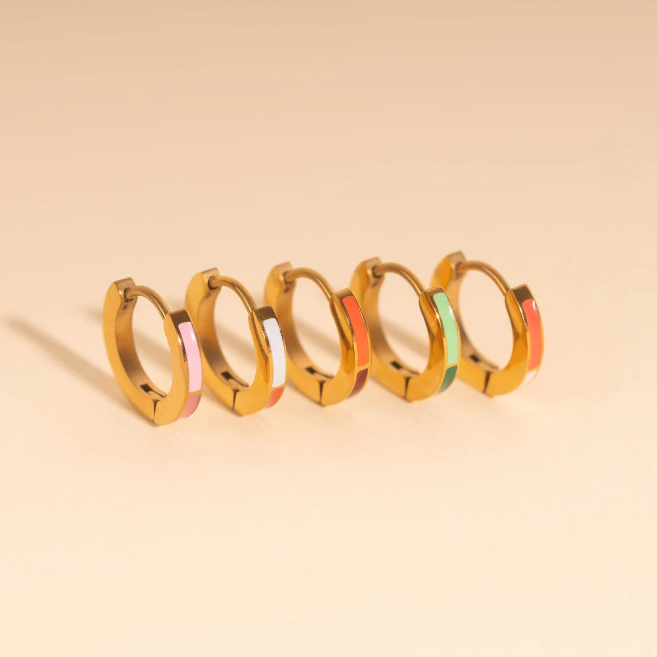 Split Color Huggie Hoop Earrings - Image 2