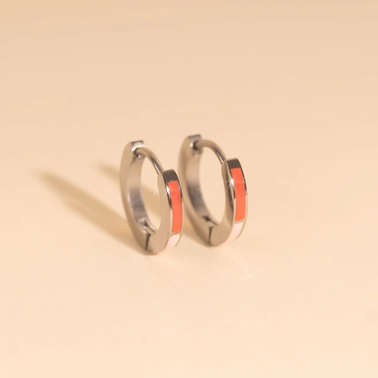 Split Color Huggie Hoop Earrings - Image 24