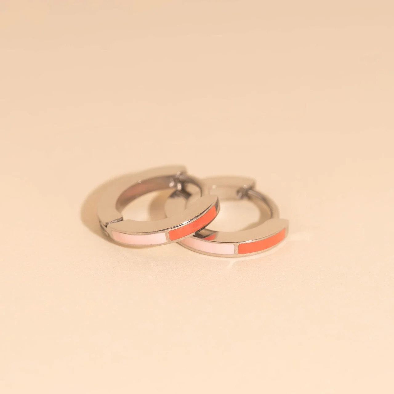 Split Color Huggie Hoop Earrings - Image 25