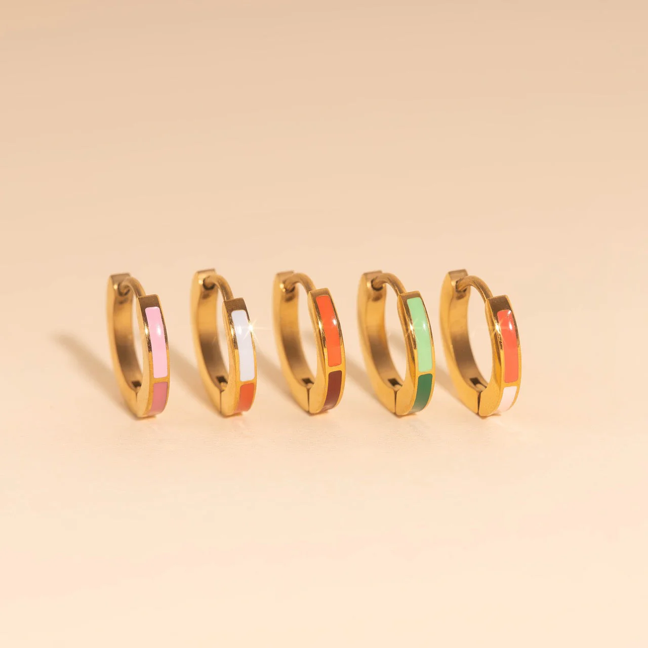 Split Color Huggie Hoop Earrings - Image 3
