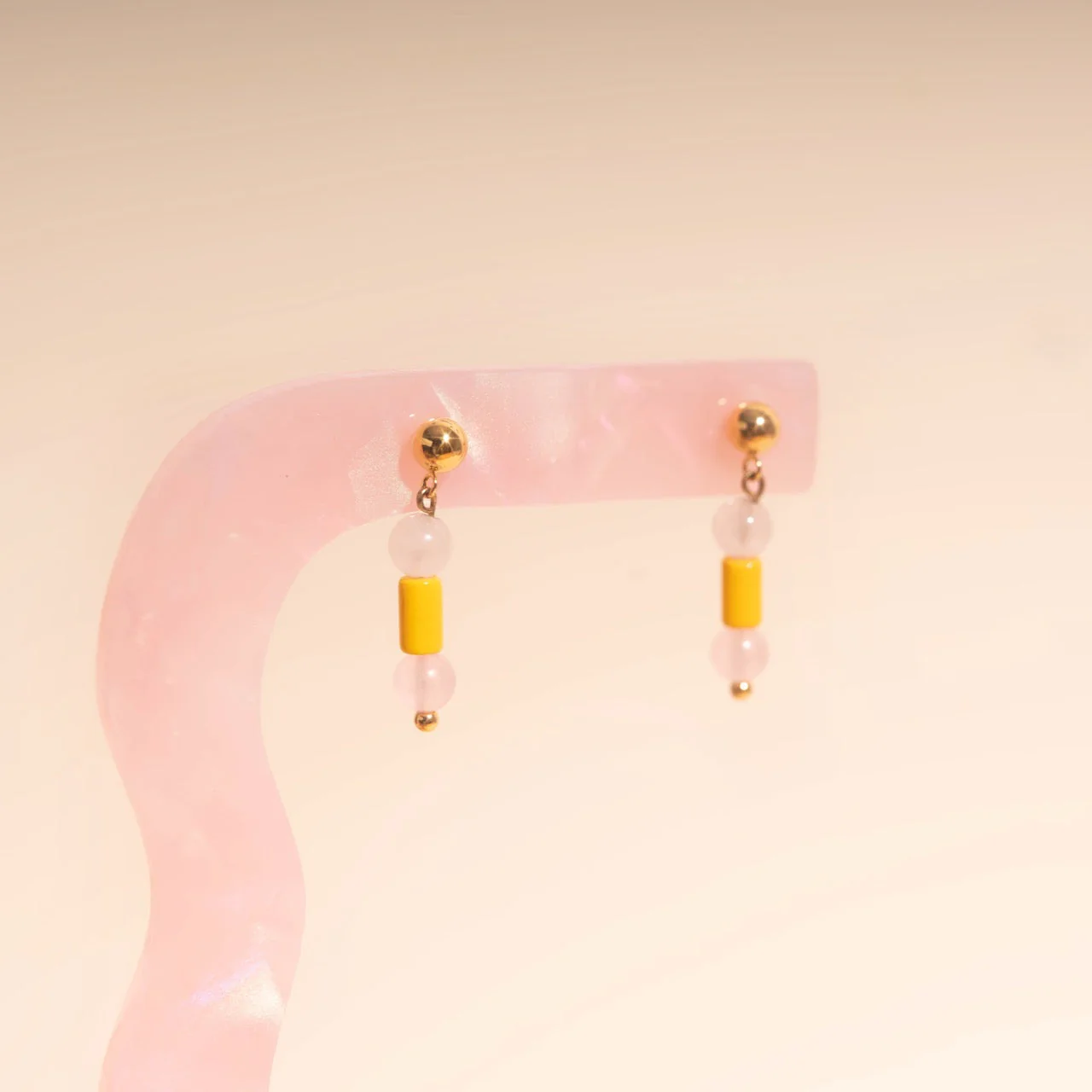 Spring Bead Drop Stud Earrings