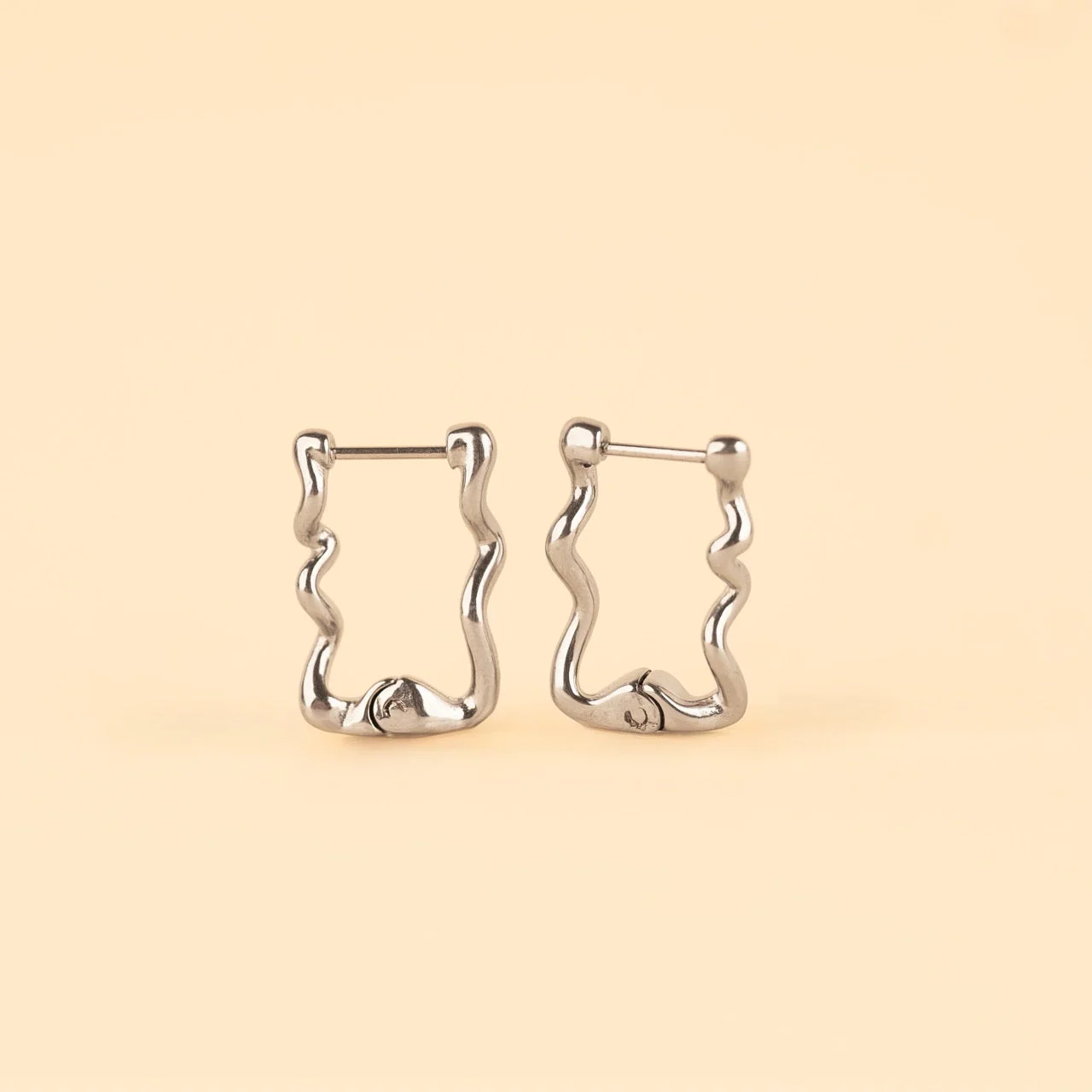 Squiggly Rounded Huggie Hoop Earrings - Image 5