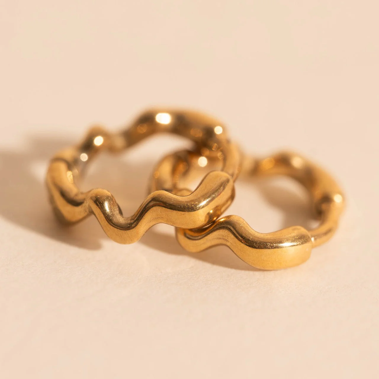 Squiggly Rounded Huggie Hoop Earrings - Image 9