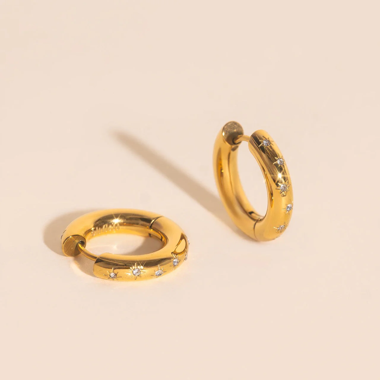 Starburst Chunky Rounded Huggie Hoop Earrings - Image 5