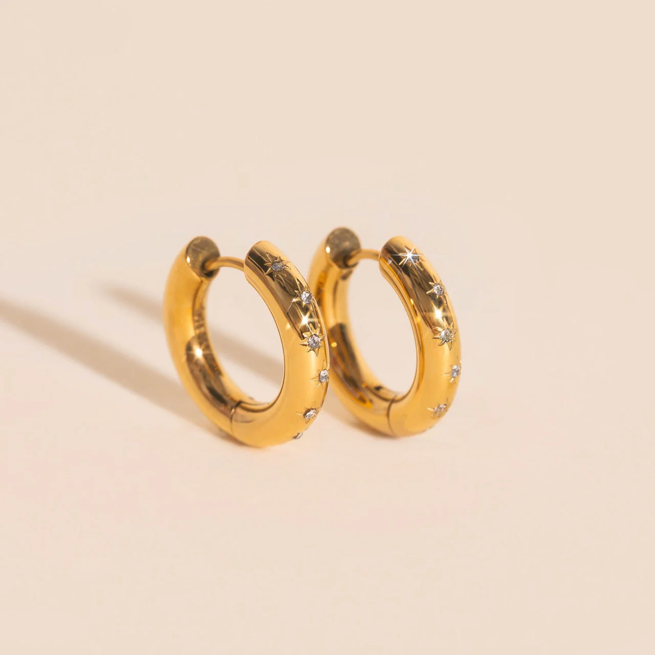 Starburst Chunky Rounded Huggie Hoop Earrings - Image 6