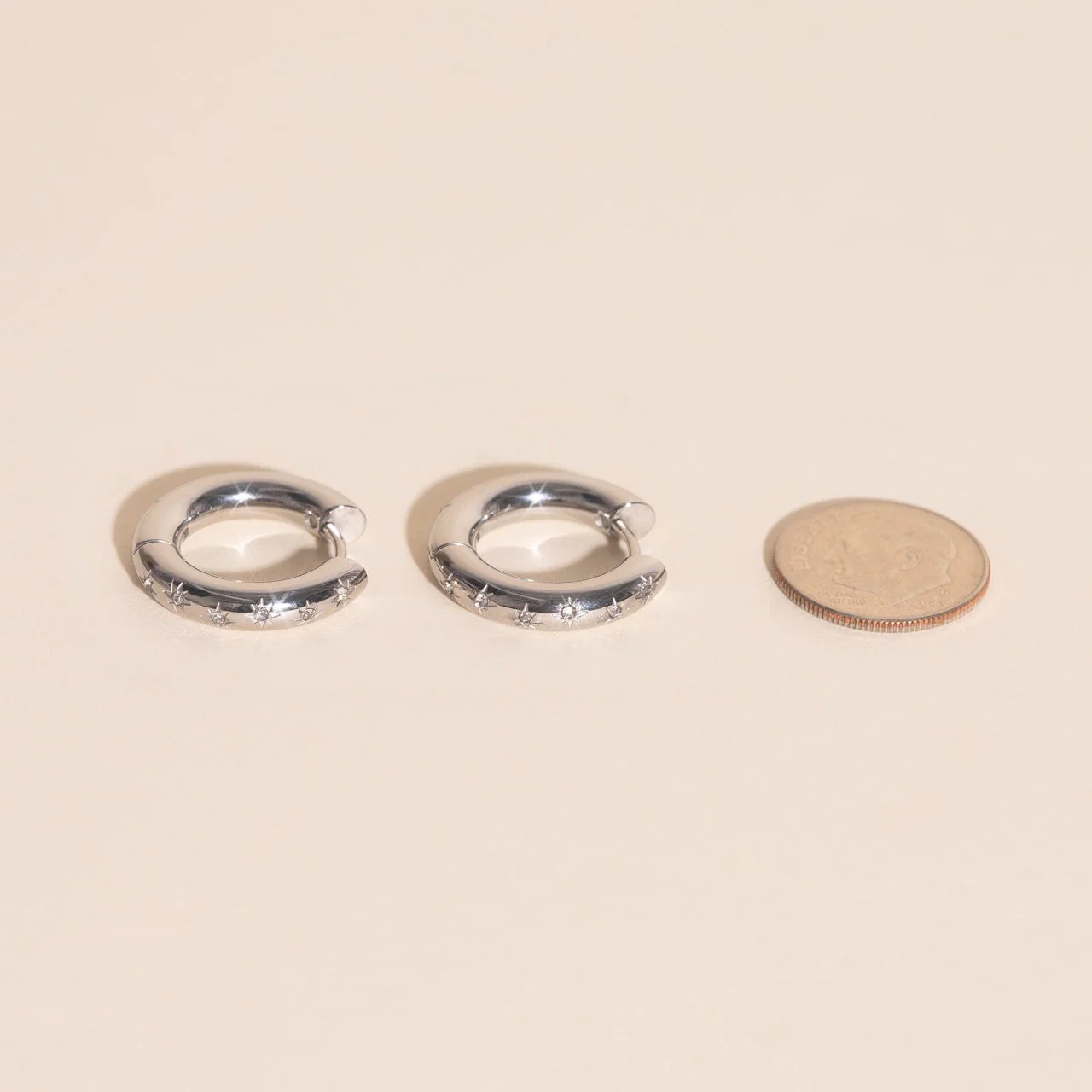 Starburst Chunky Rounded Huggie Hoop Earrings - Image 9