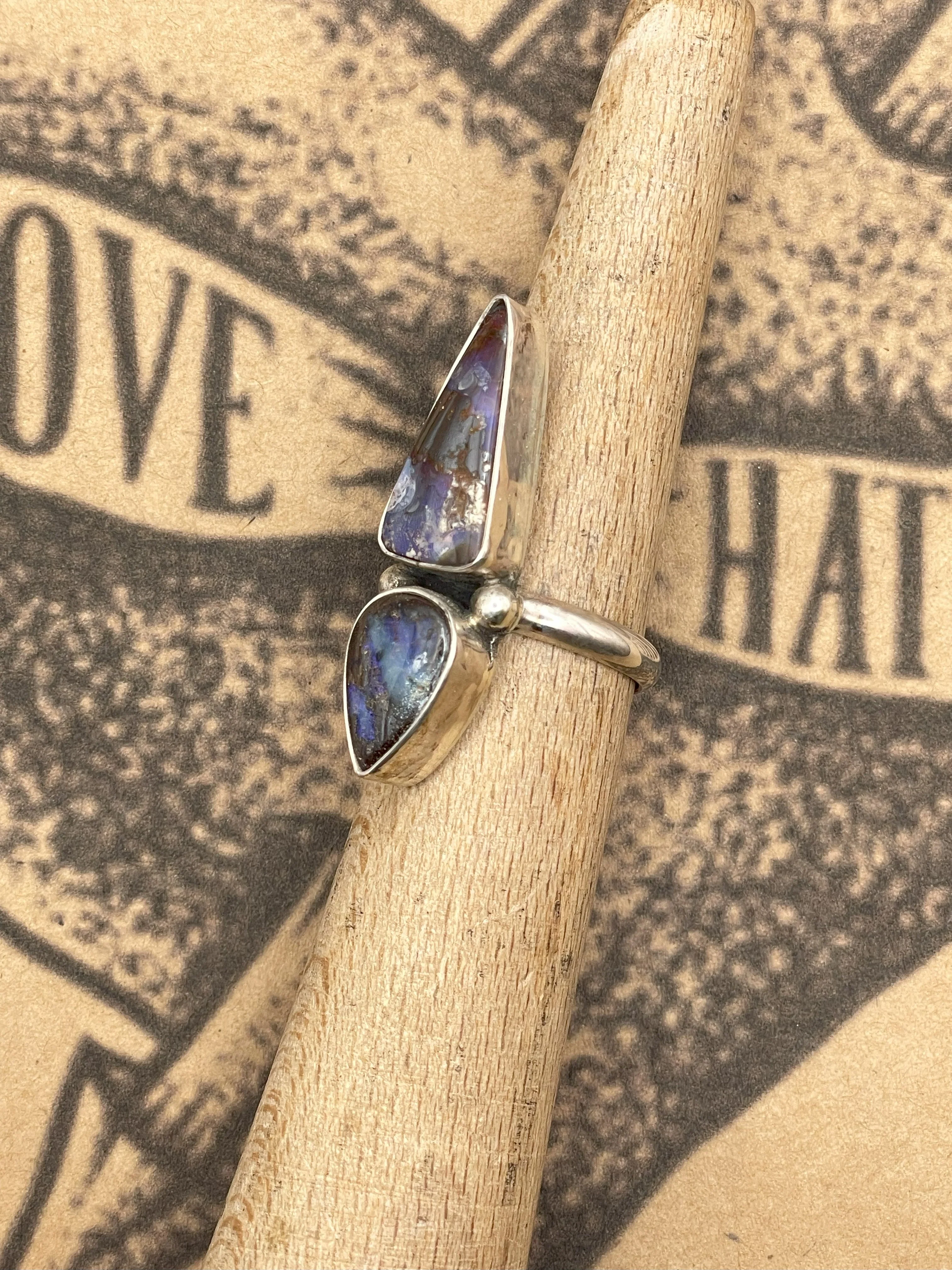 Sterling Silver Double Stone Opal Ring - Image 2