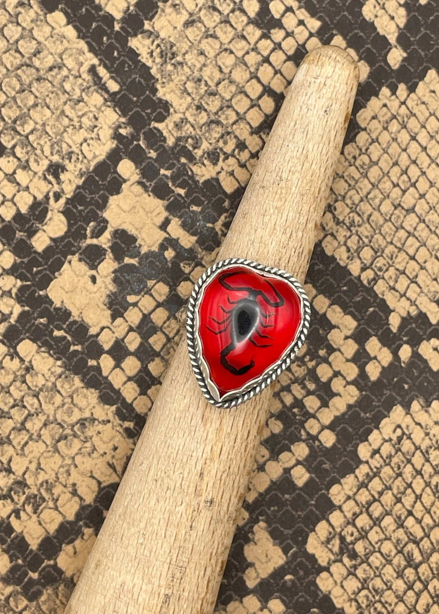 Sterling Silver Scorpion Heart Ring