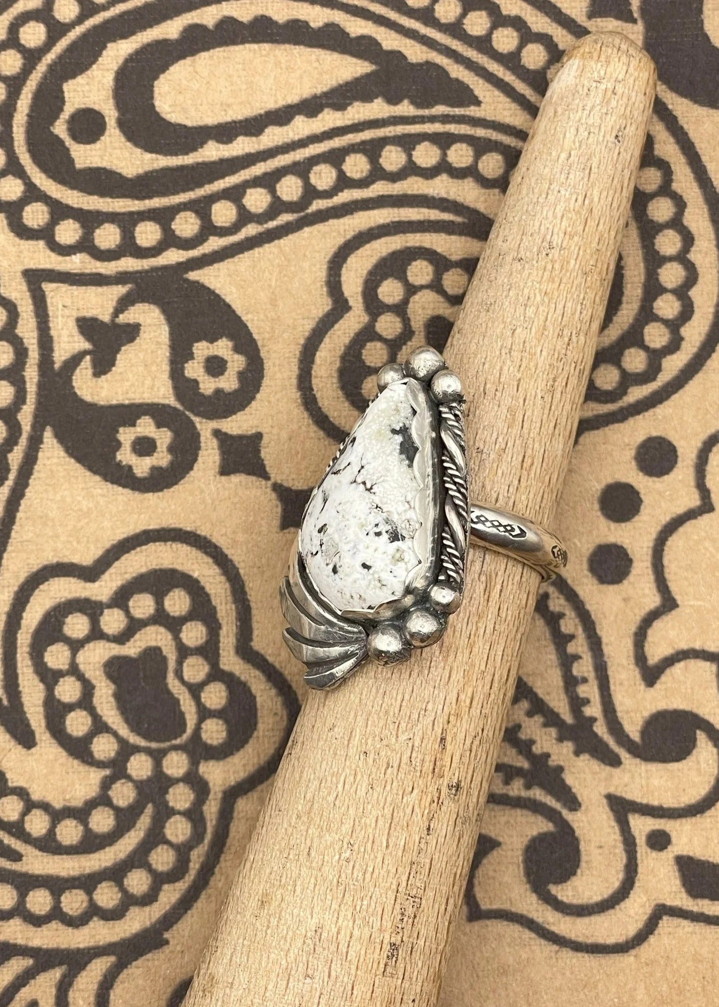 Sterling Silver White Buffalo Turquoise Ring - Image 2