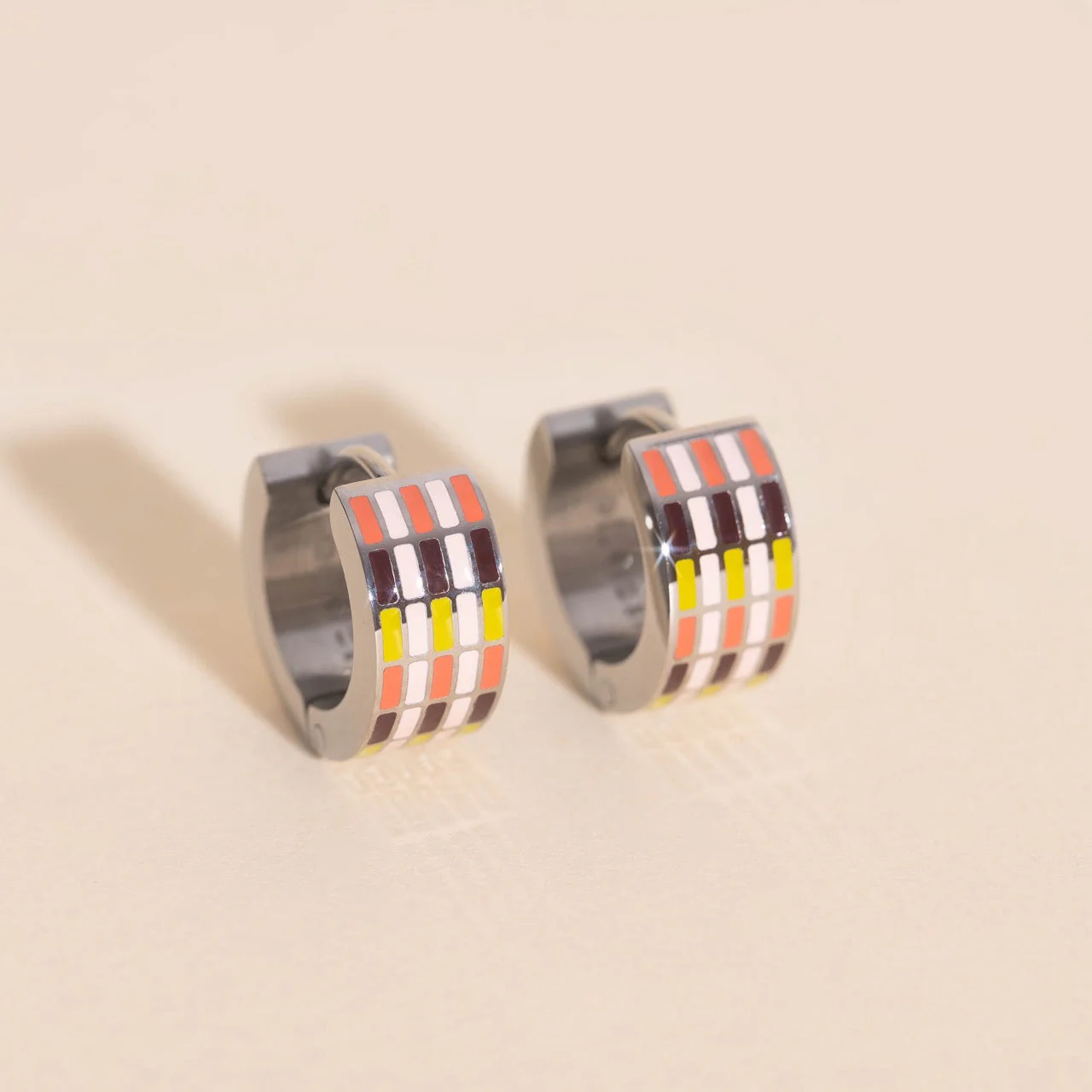 Stitched Super Chunky Huggie Hoop Earrings - Image 6