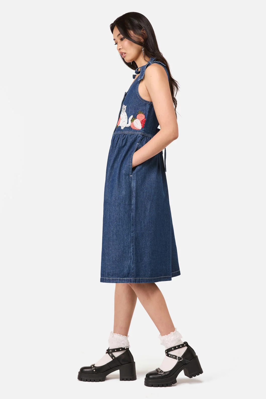 Strawberry Cat Embroidered Pinafore - Image 4