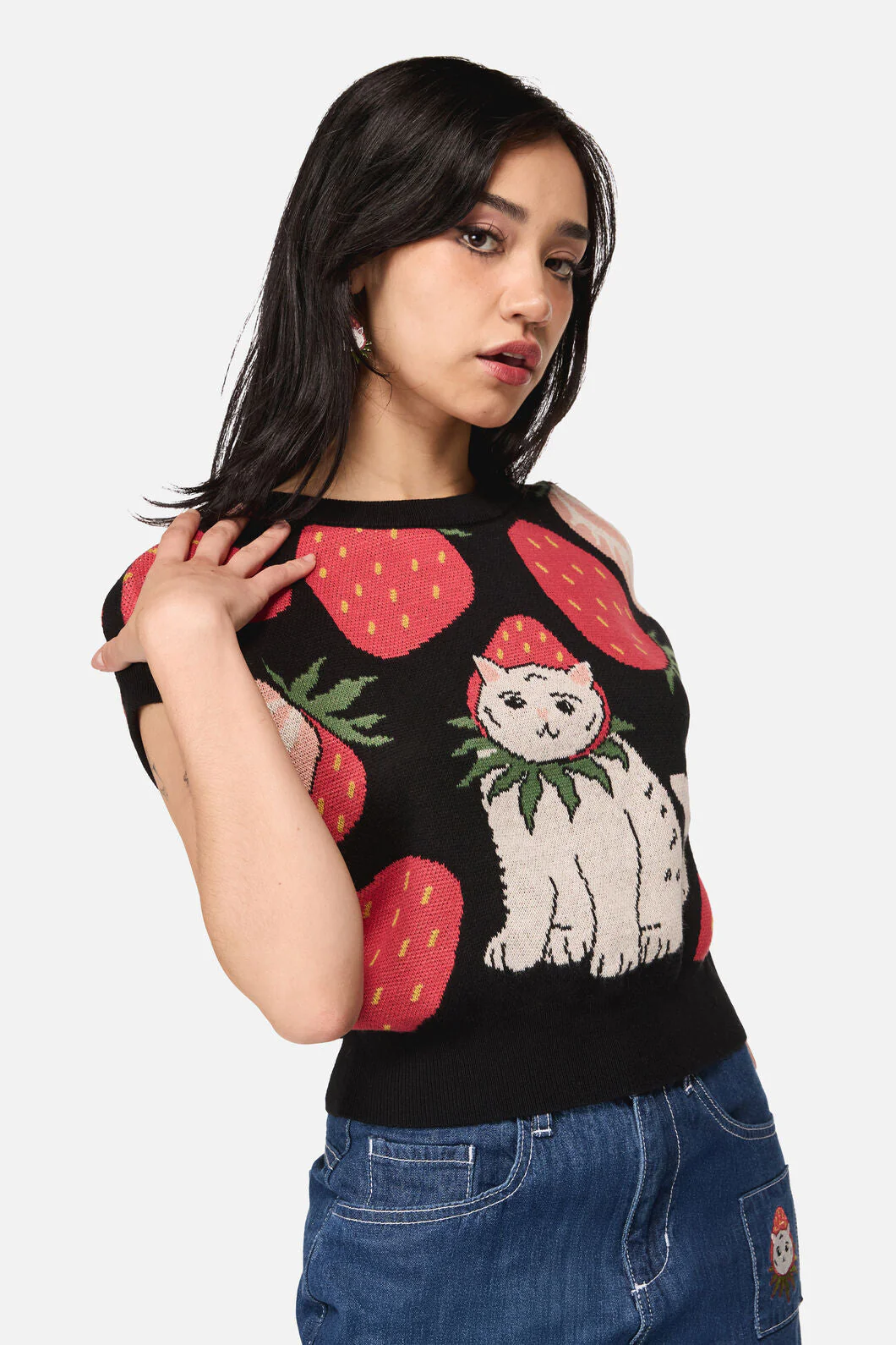 Strawberry Cat Knit Top - Image 4