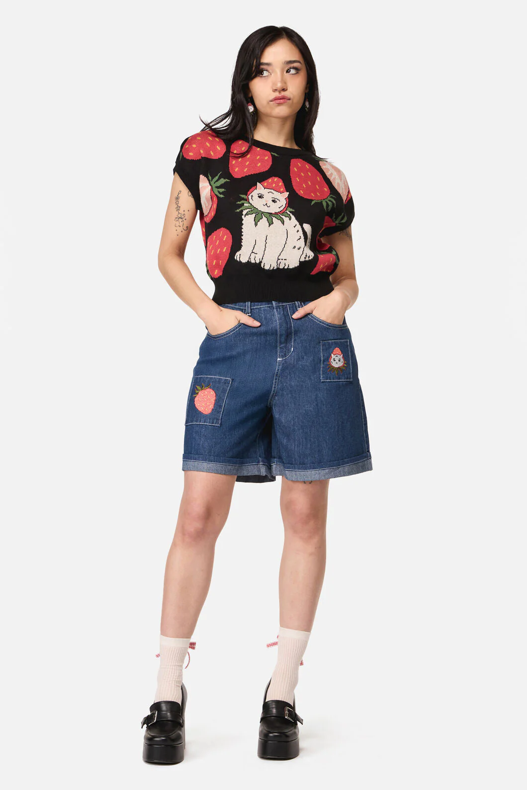 Strawberry Cat Knit Top - Image 5