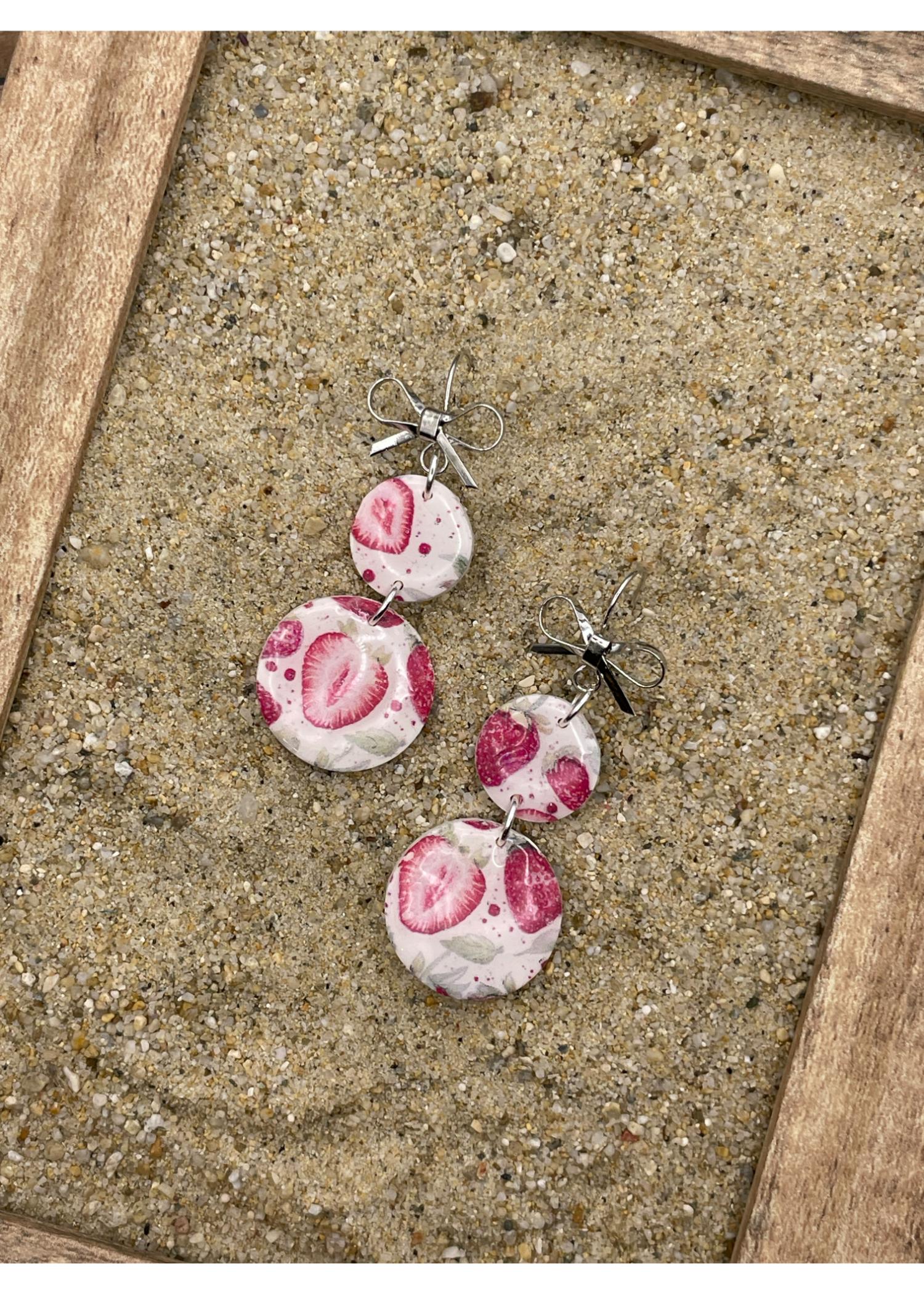 Strawberry Printed Dangle Earrings - Image 3