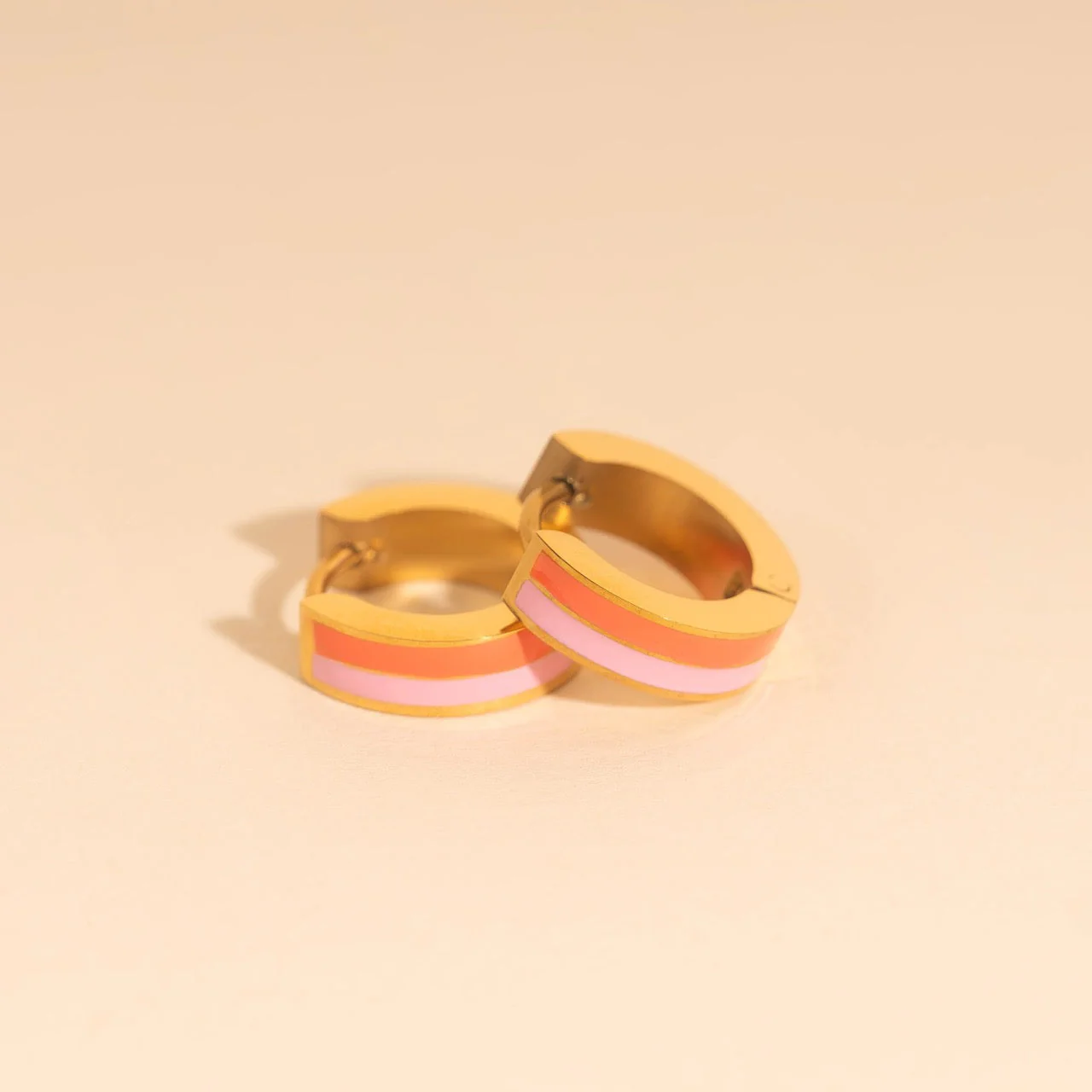 Striped Chunky Huggie Hoop Earrings - Image 11