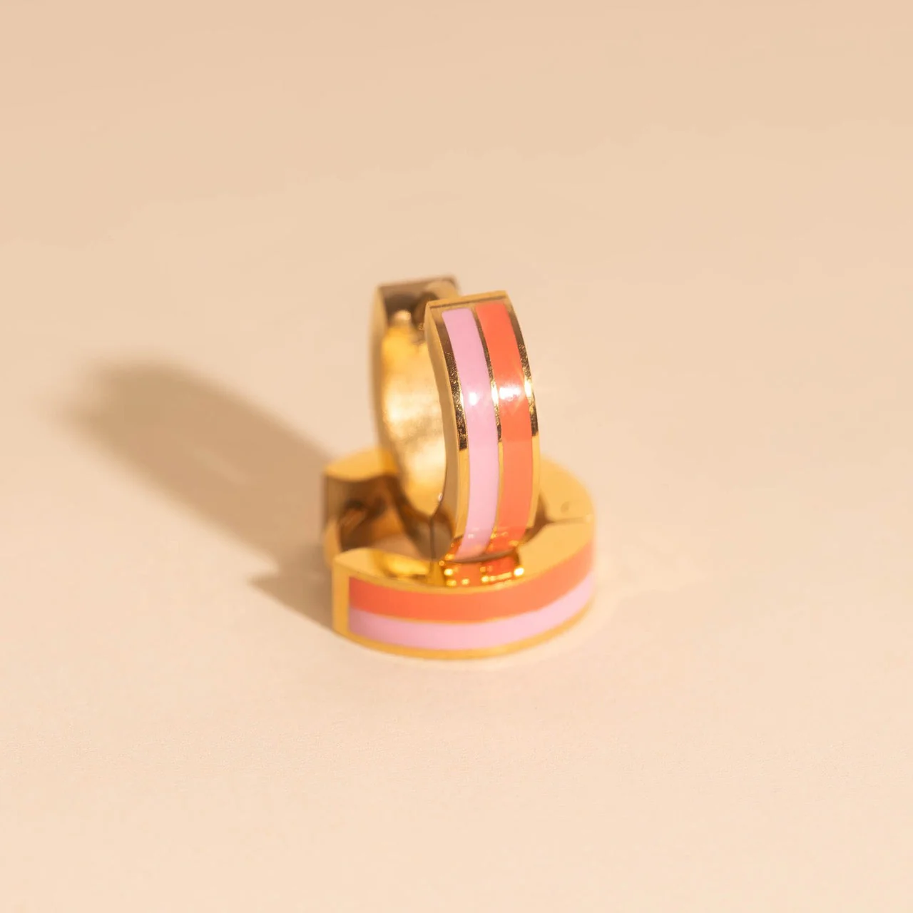 Striped Chunky Huggie Hoop Earrings - Image 12