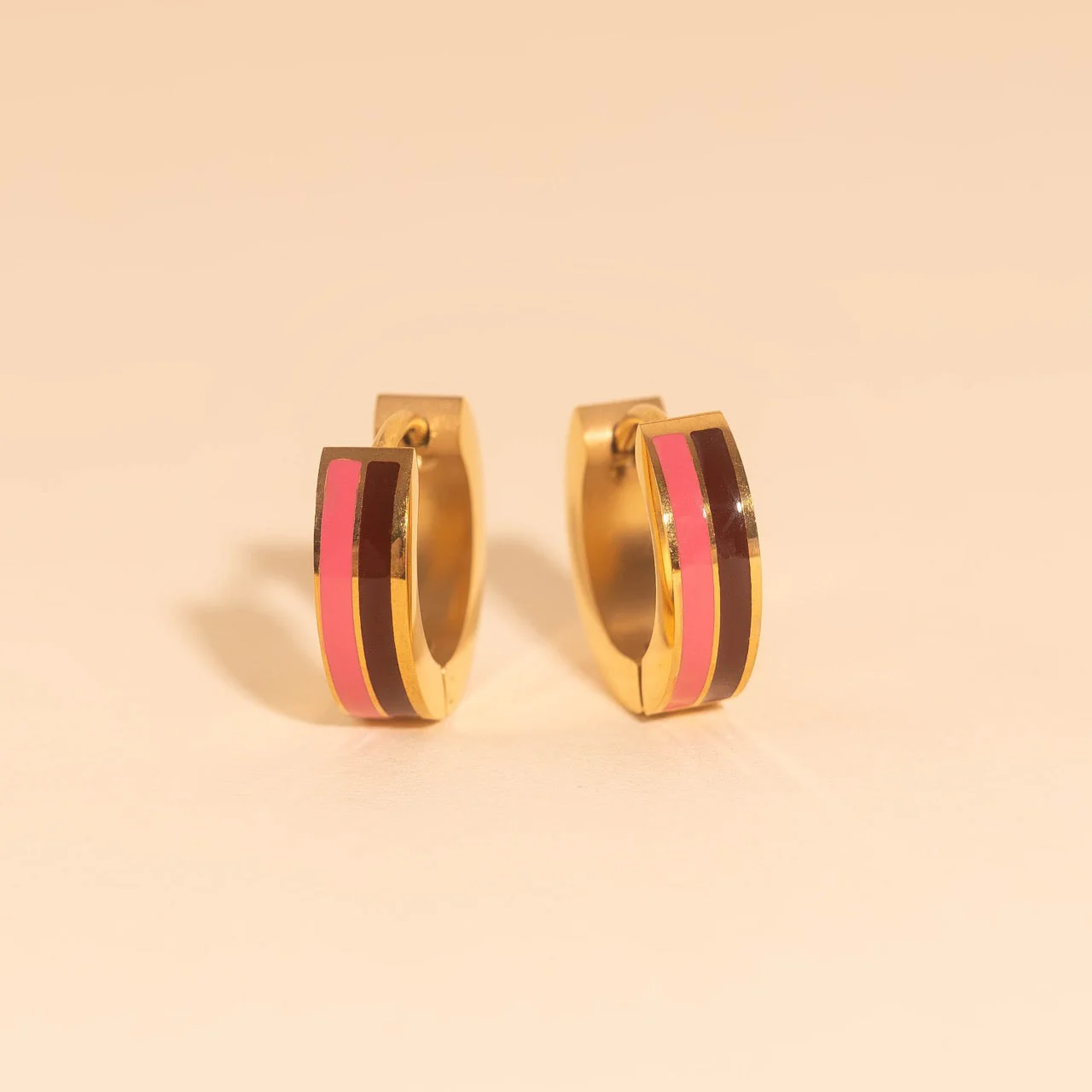 Striped Chunky Huggie Hoop Earrings - Image 14