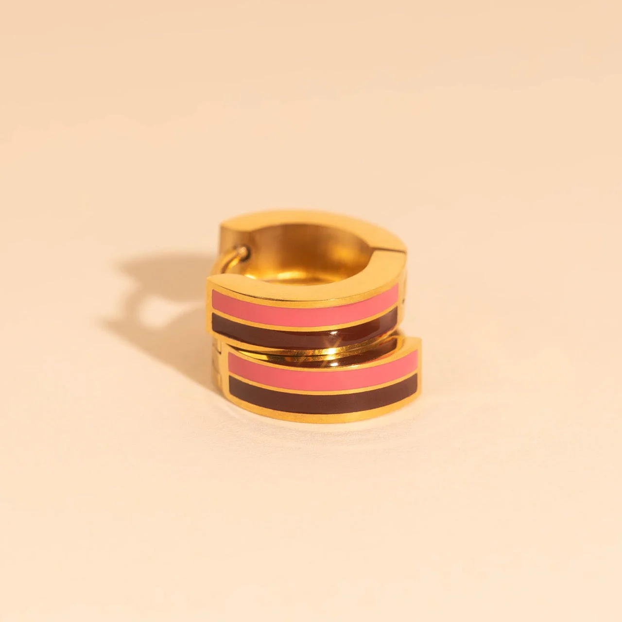 Striped Chunky Huggie Hoop Earrings - Image 15