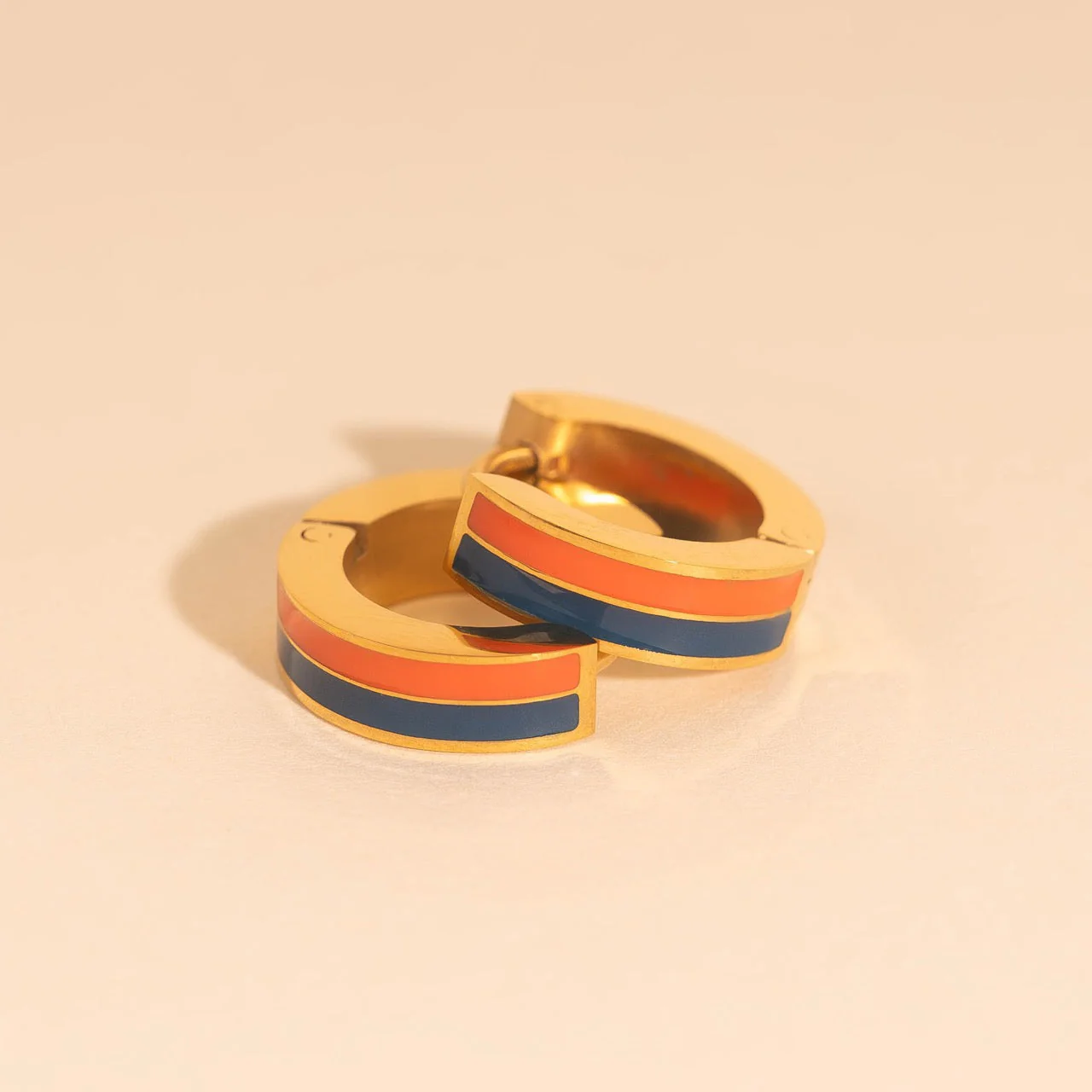 Striped Chunky Huggie Hoop Earrings - Image 19