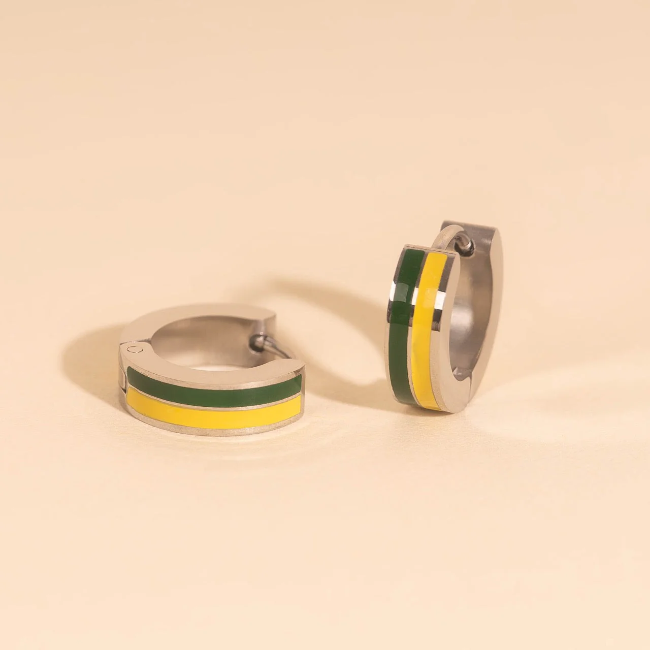 Striped Chunky Huggie Hoop Earrings - Image 21
