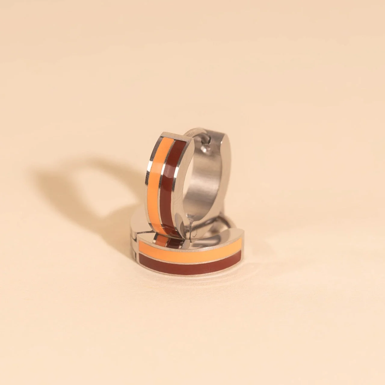 Striped Chunky Huggie Hoop Earrings - Image 23