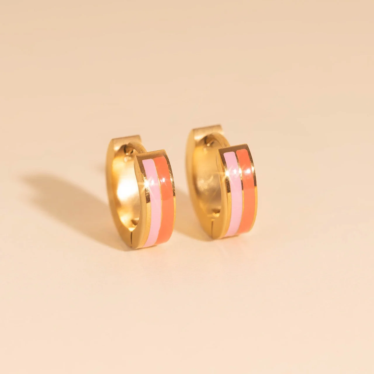 Striped Chunky Huggie Hoop Earrings - Image 29